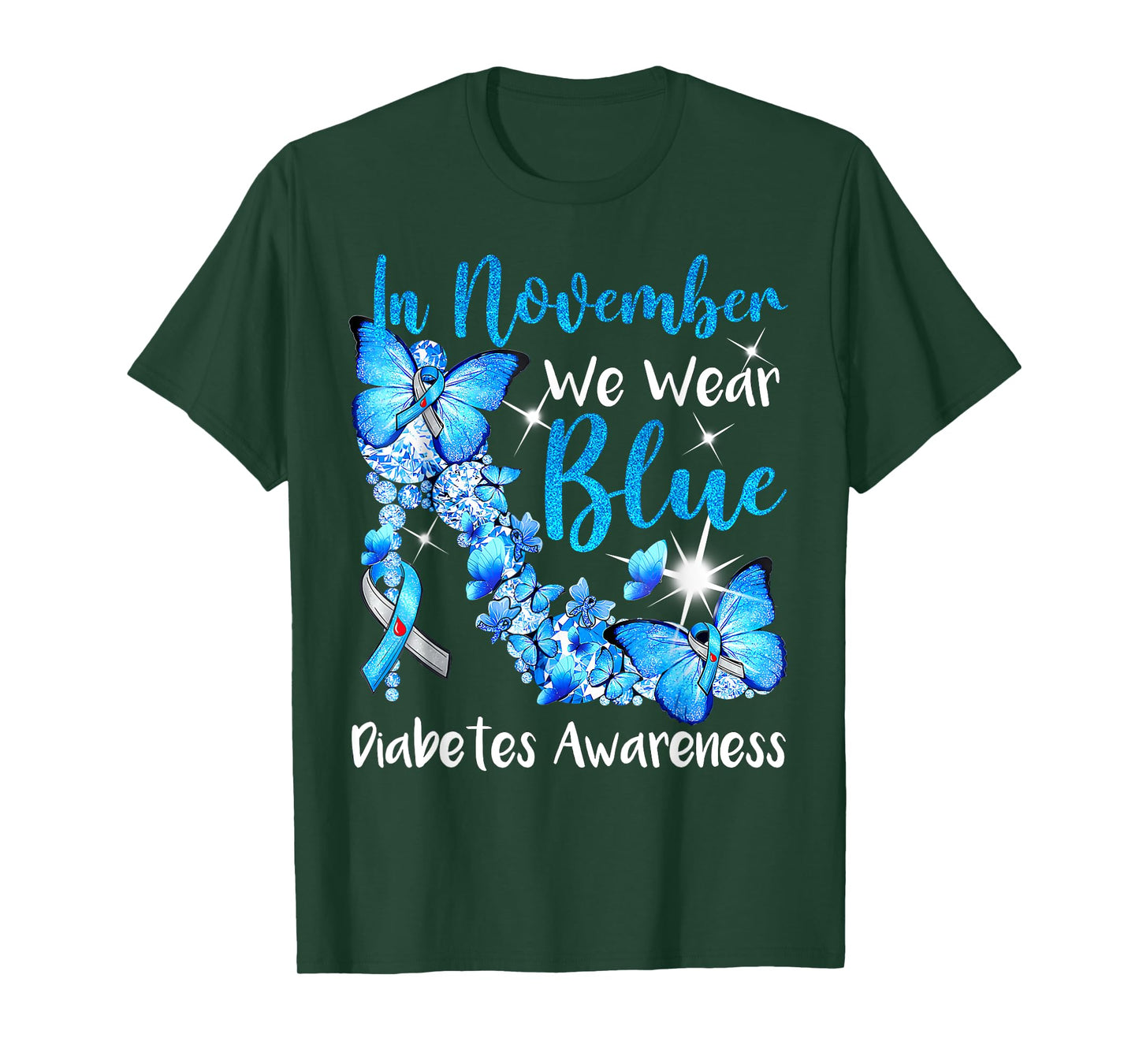 In November We Wear Blue Butterflies Diabetes Awareness T-Shirt