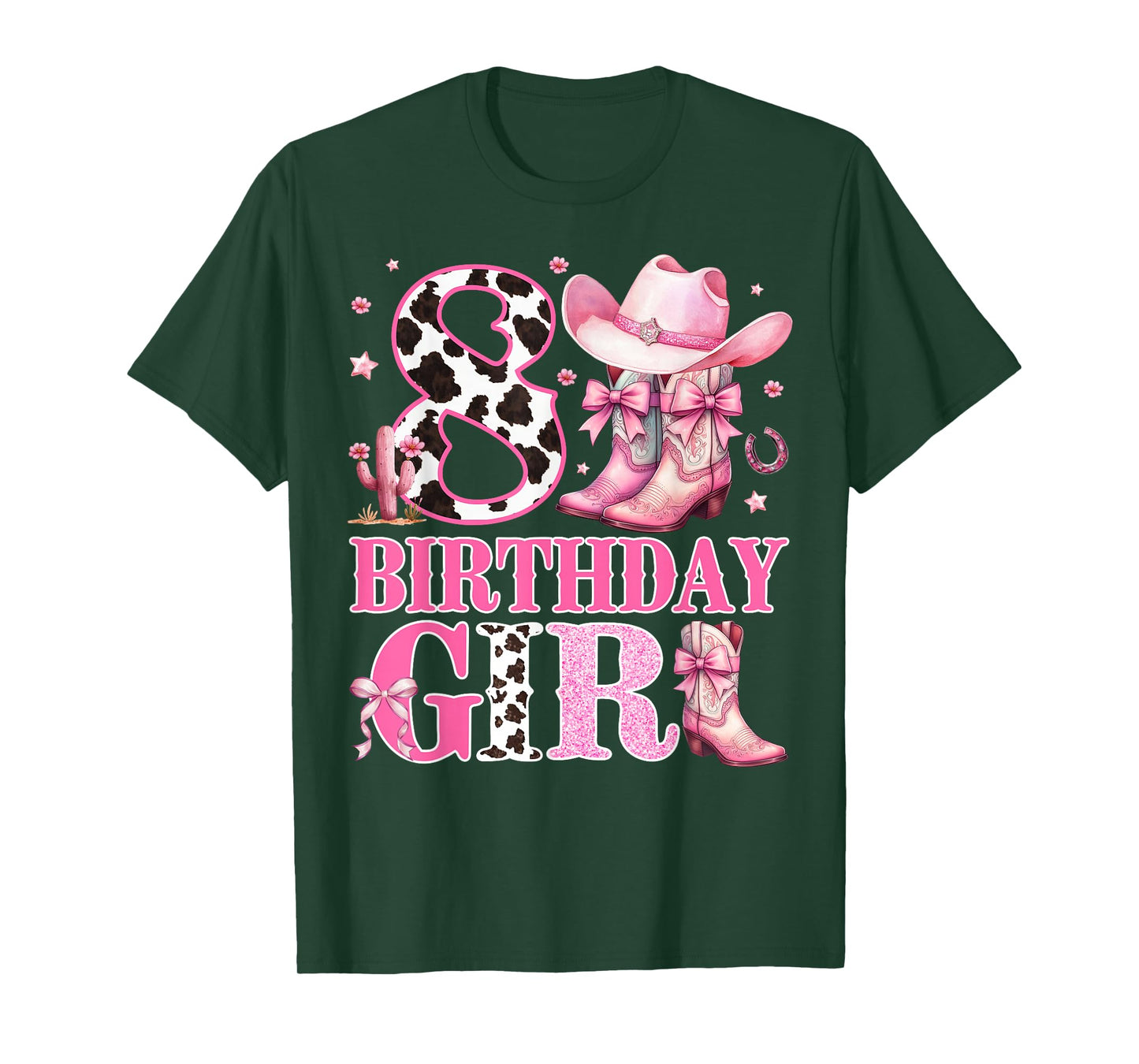 Kids 8th Birthday Girl Rodeo Western Cowgirl Birthday Party T-Shirt