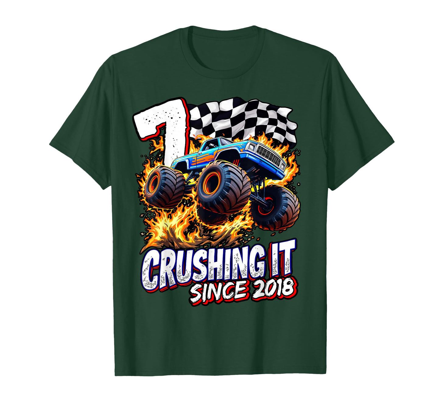 Birthday Monster Truck 7 year Old Boys 7th Party Born 2018 T-Shirt