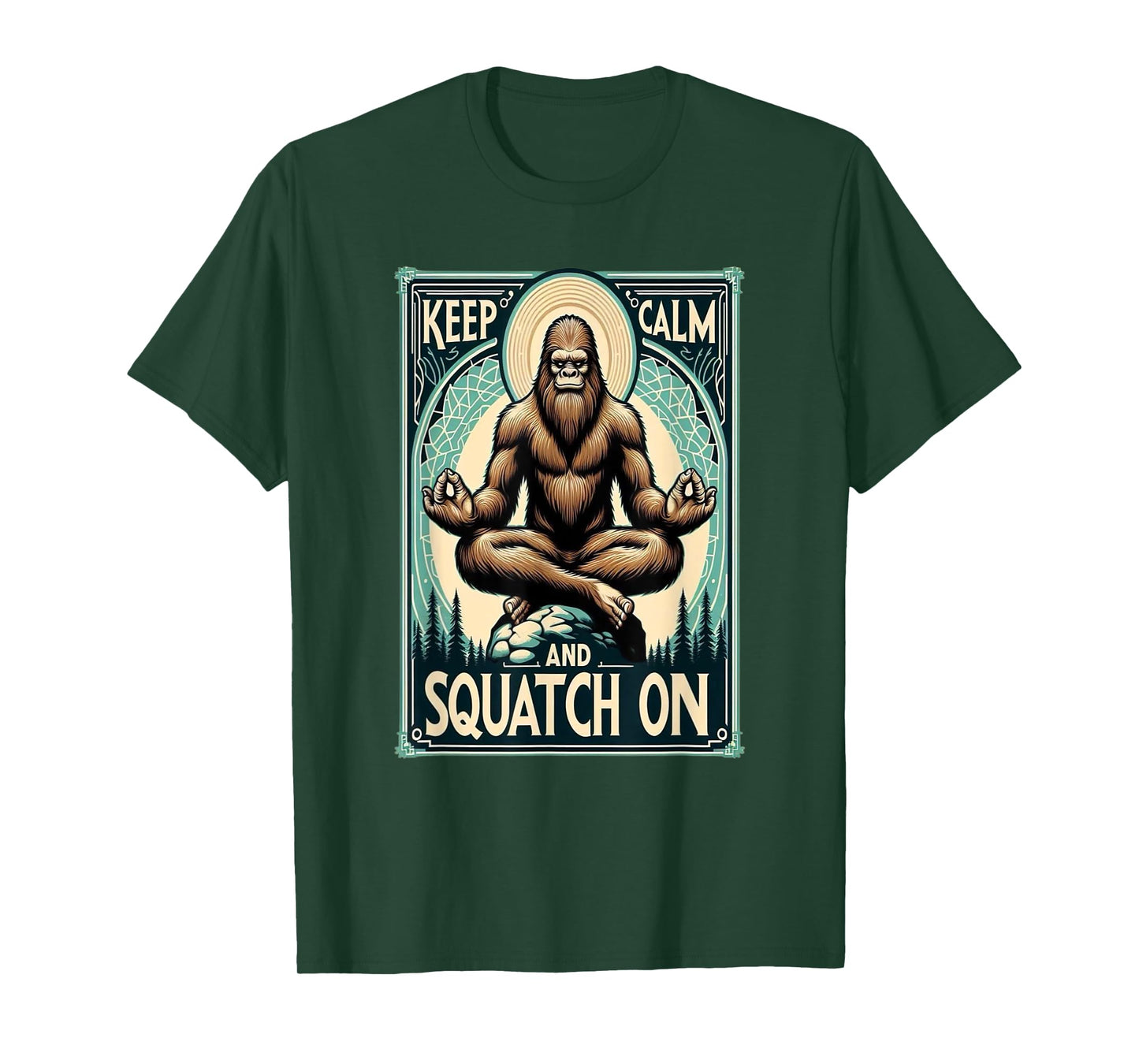 Funny Bigfoot Yoga Pose Meditation Keep Calm And T-Shirt
