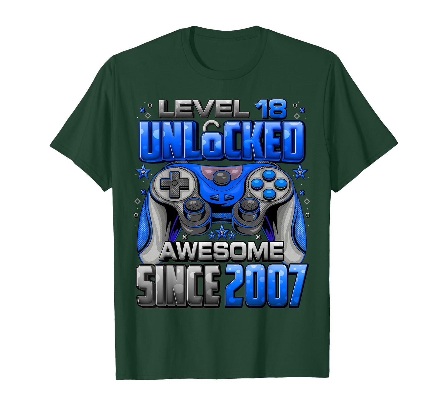 Level 18 Unlocked Awesome Since 2007 18th Birthday Gaming T-Shirt