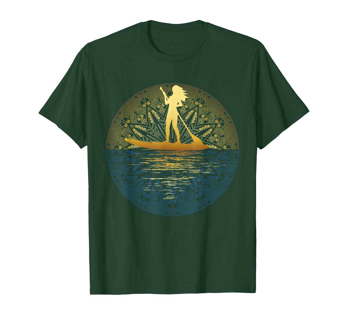 Paddleboard SUP Girl Mandala Reflected Stand Up Paddle Board T-Shirt