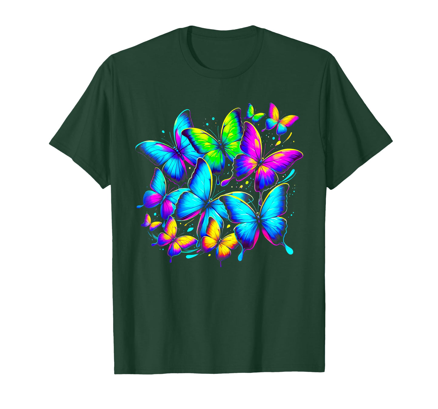Rainbow Butterflies Graphic for Men Women Boys Girls T-Shirt