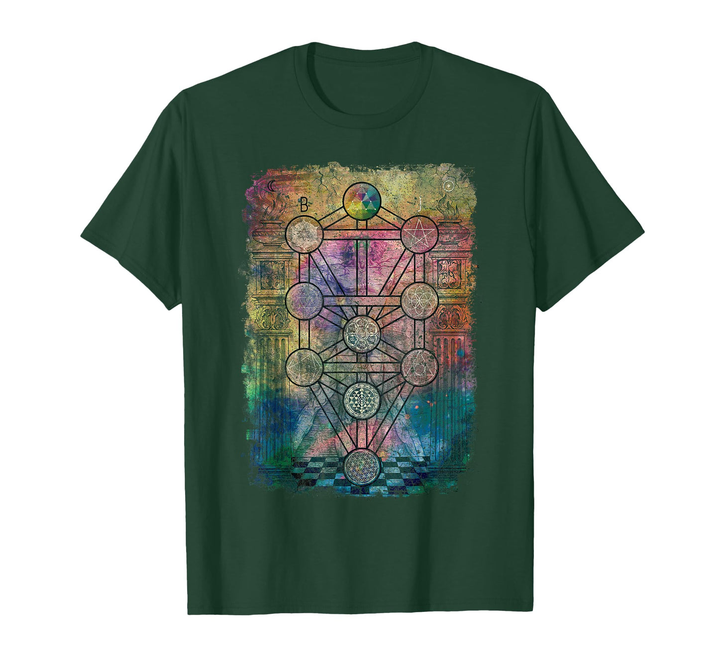 Tree Of Life Sacred Geometry Retro Vintage Graphic Print T-Shirt