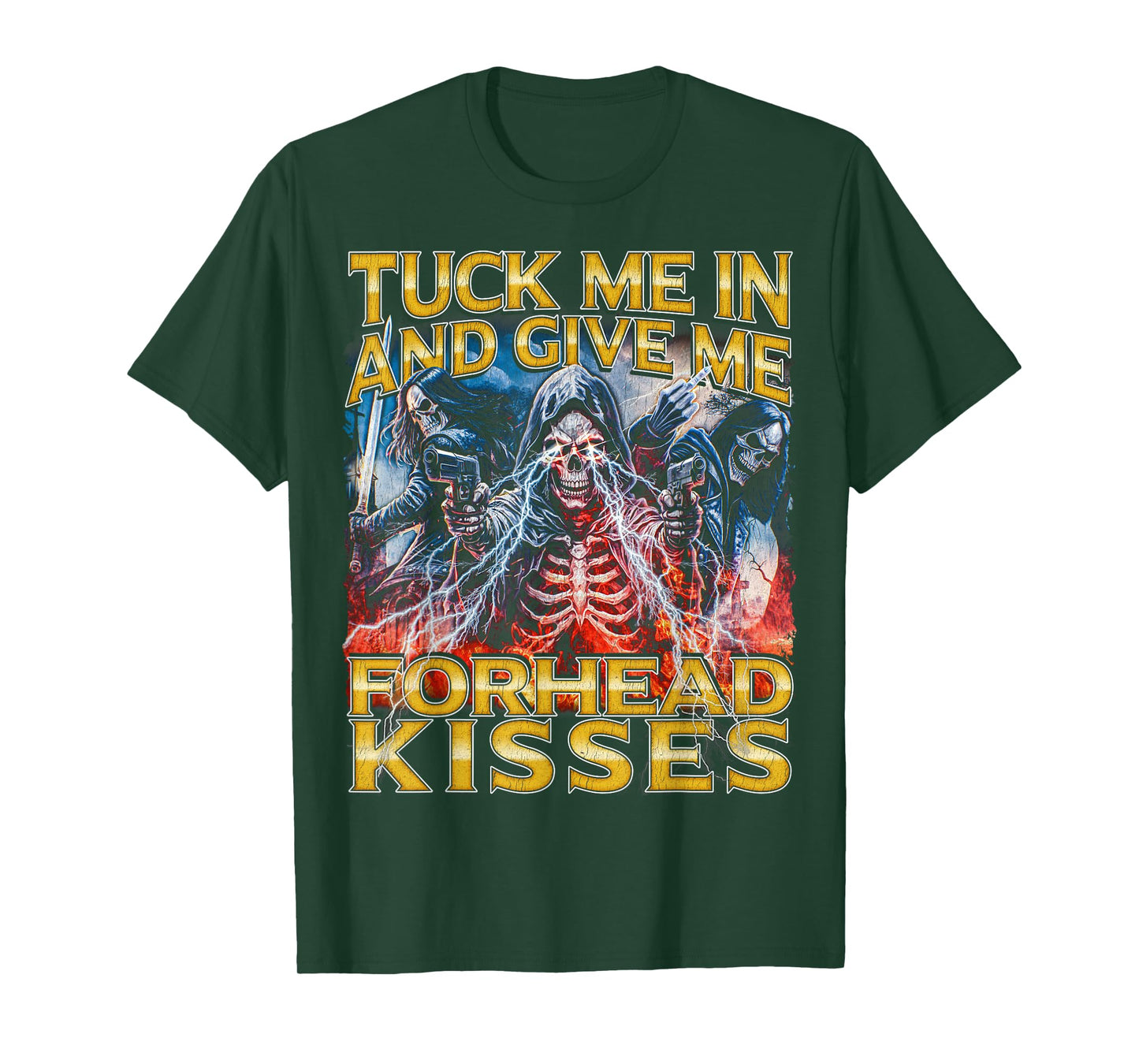 Tuck me in - 80s Horror Bootleg Cool Hard Skeleton Meme T-Shirt