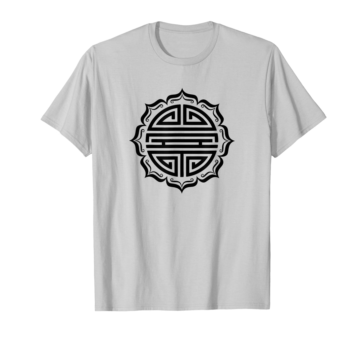 Shou lucky charm symbol Chinese long life lotus flower luck T-Shirt
