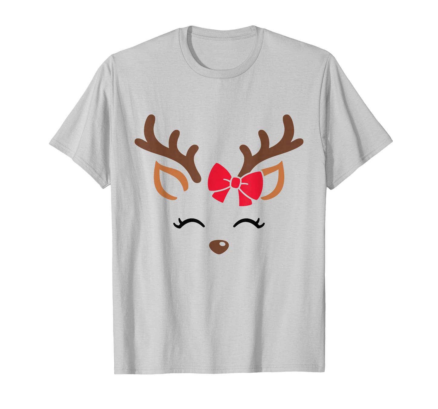 Reindeer Face Glasses Christmas Costume Xmas Pajama Girls T-Shirt