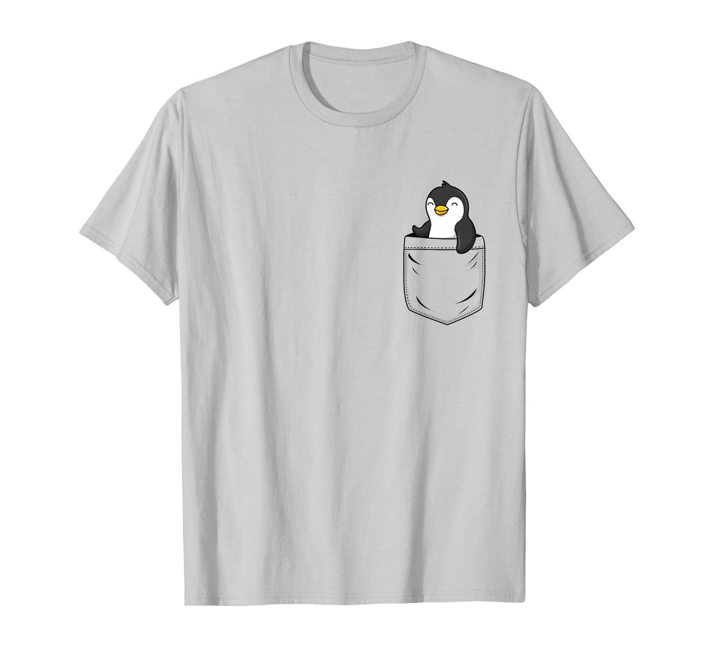 Penguin Lovers Cute Funny Penguin In Pocket T-Shirt, Small, Grey