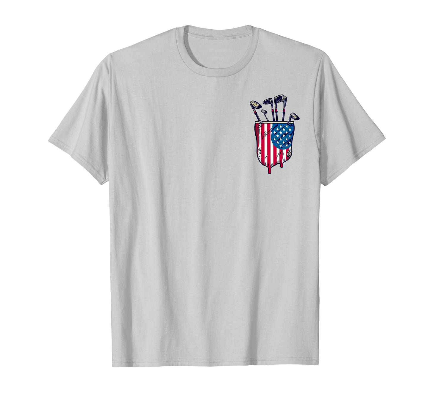 Funny Patriotic Golf Pocket USA America Flag 4th of July Dad T-Shirt