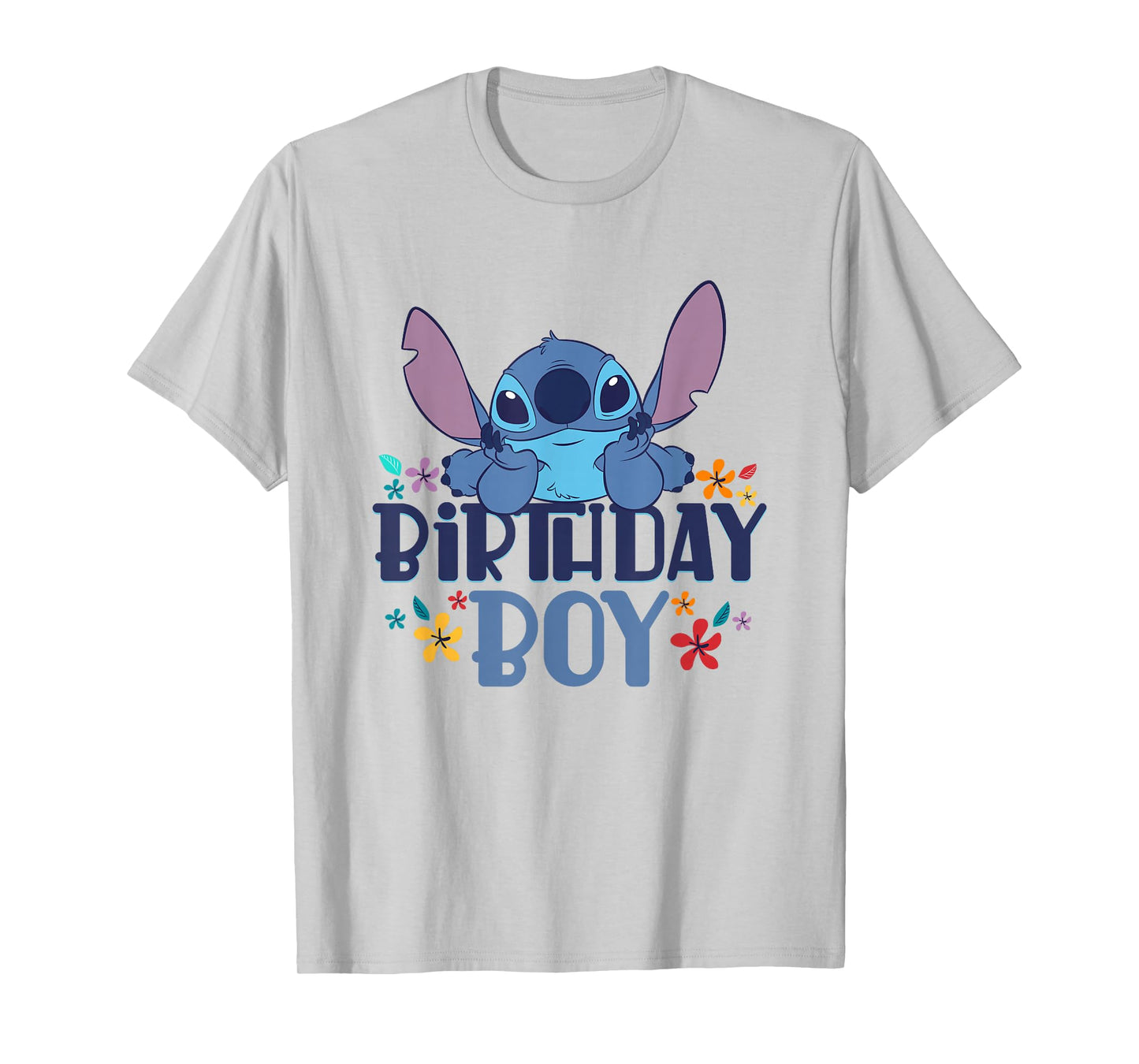 Disney Lilo & Stitch Birthday Boy Happy Stitch Floral Logo T-Shirt