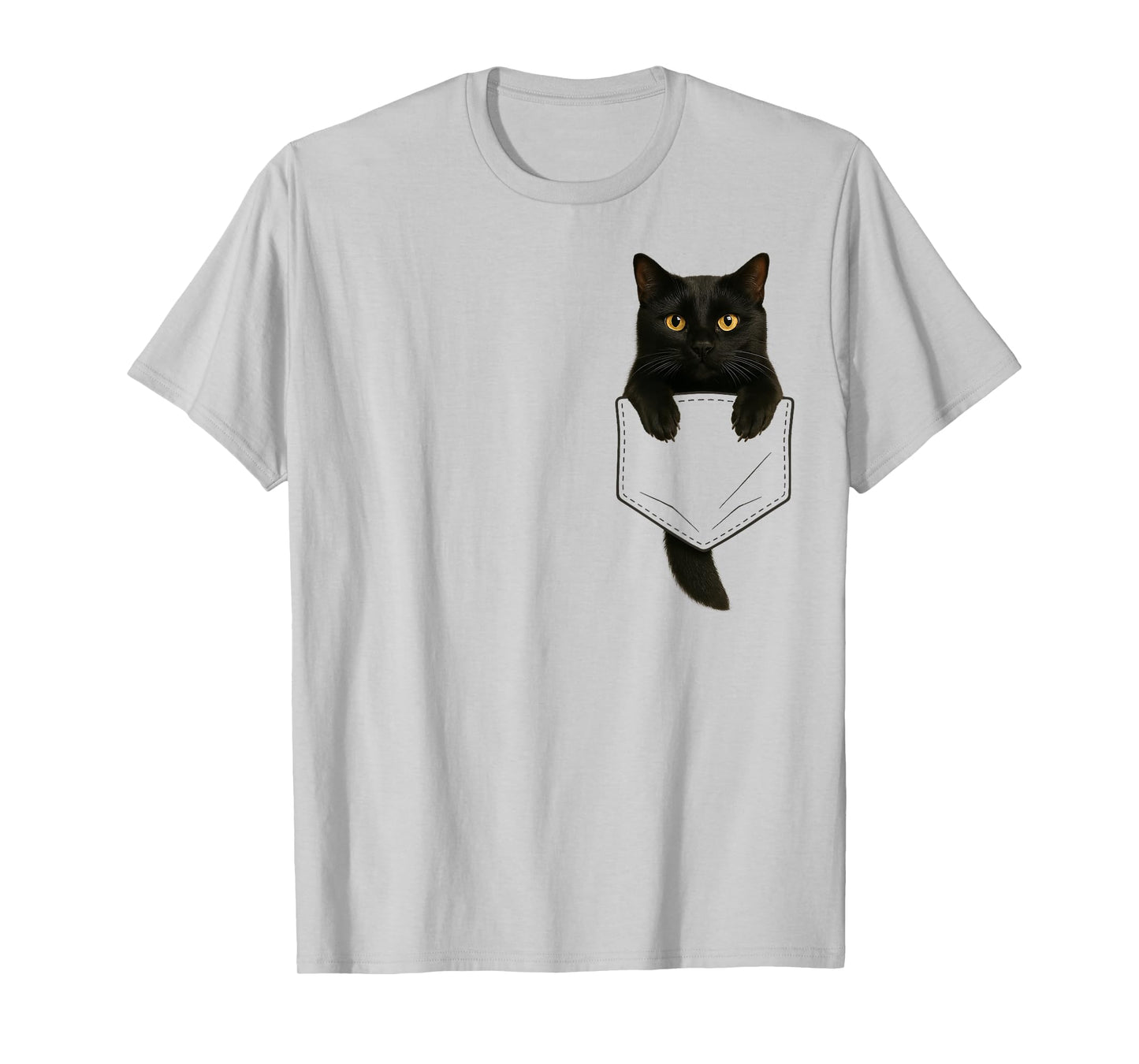 Cute Black Cat Pocket Funny Gifts Cat Mom Cat Dad Cat Lover T-Shirt