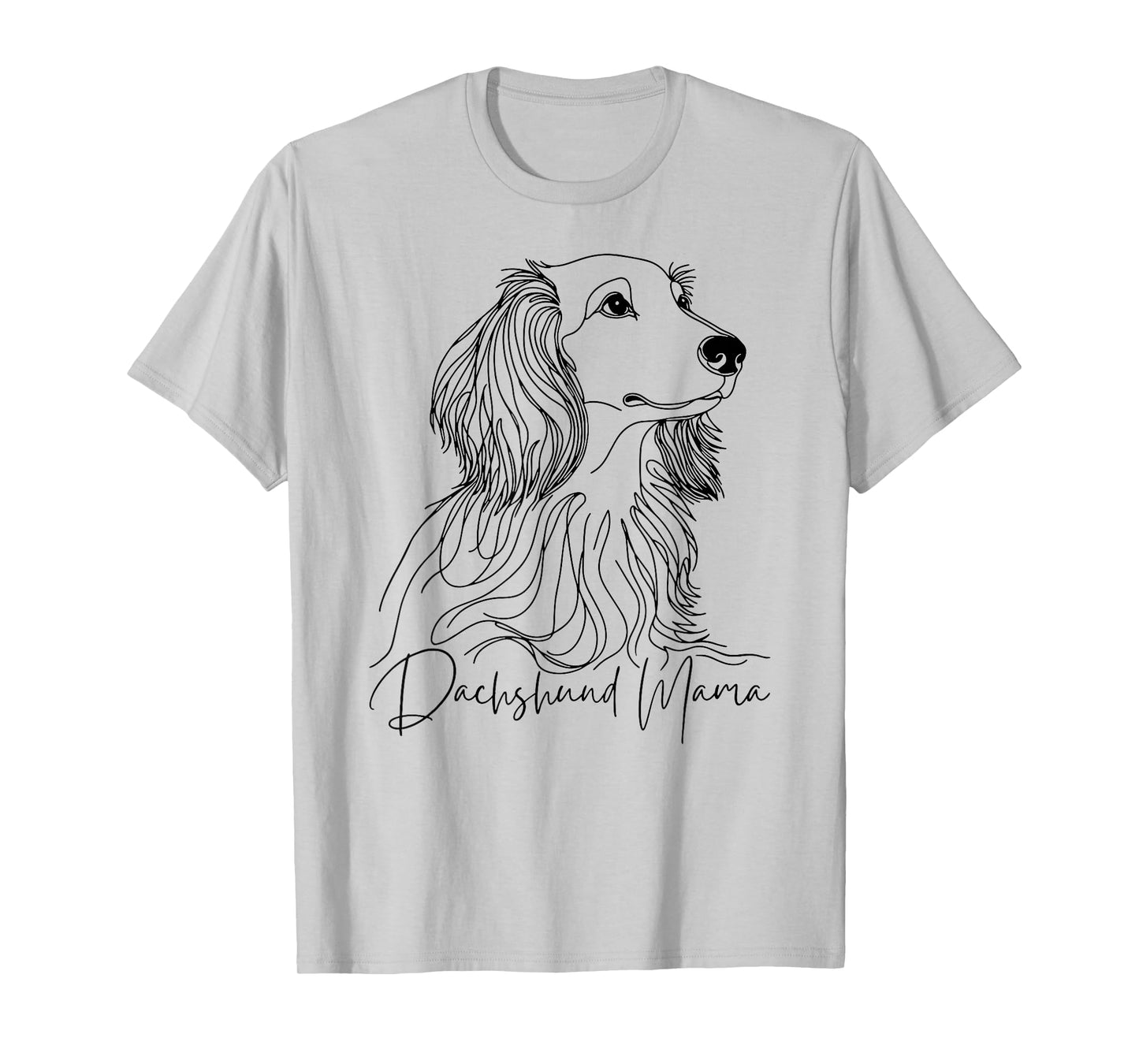 Dachshund Mama Long Haired Dachshund Line Art Dog Artistic T-Shirt