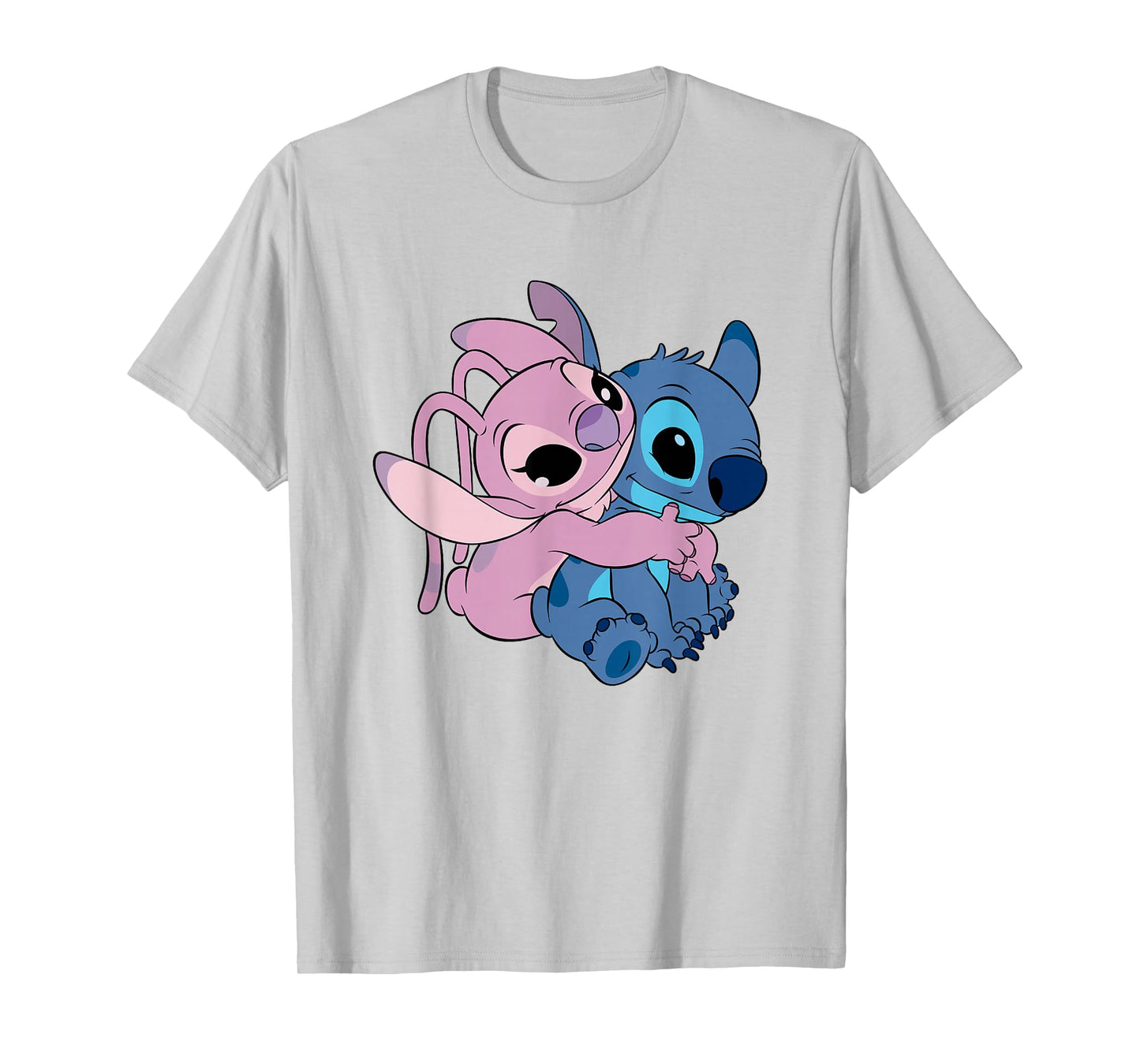Disney Lilo & Stitch Cute Angel & Stitch Hugging Chest Logo T-Shirt