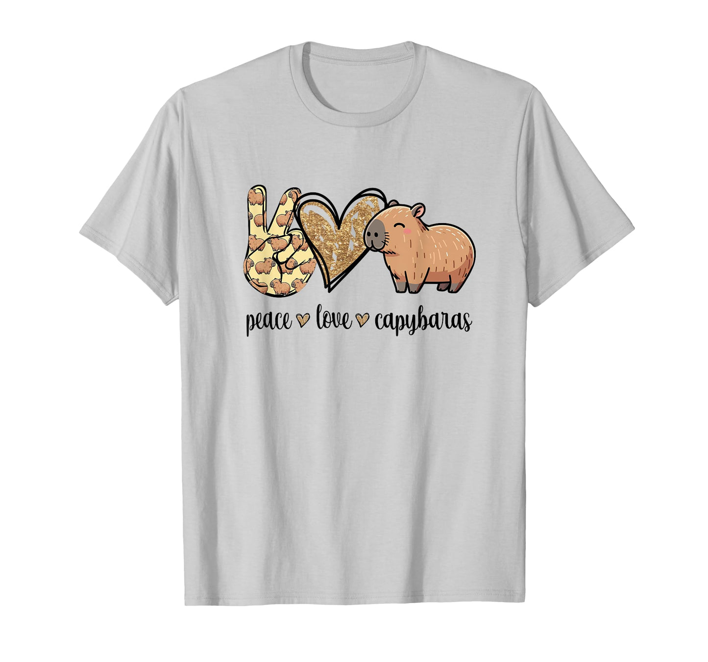 Kawaii Kids Peace Love Meme Lover Capybara T-Shirt