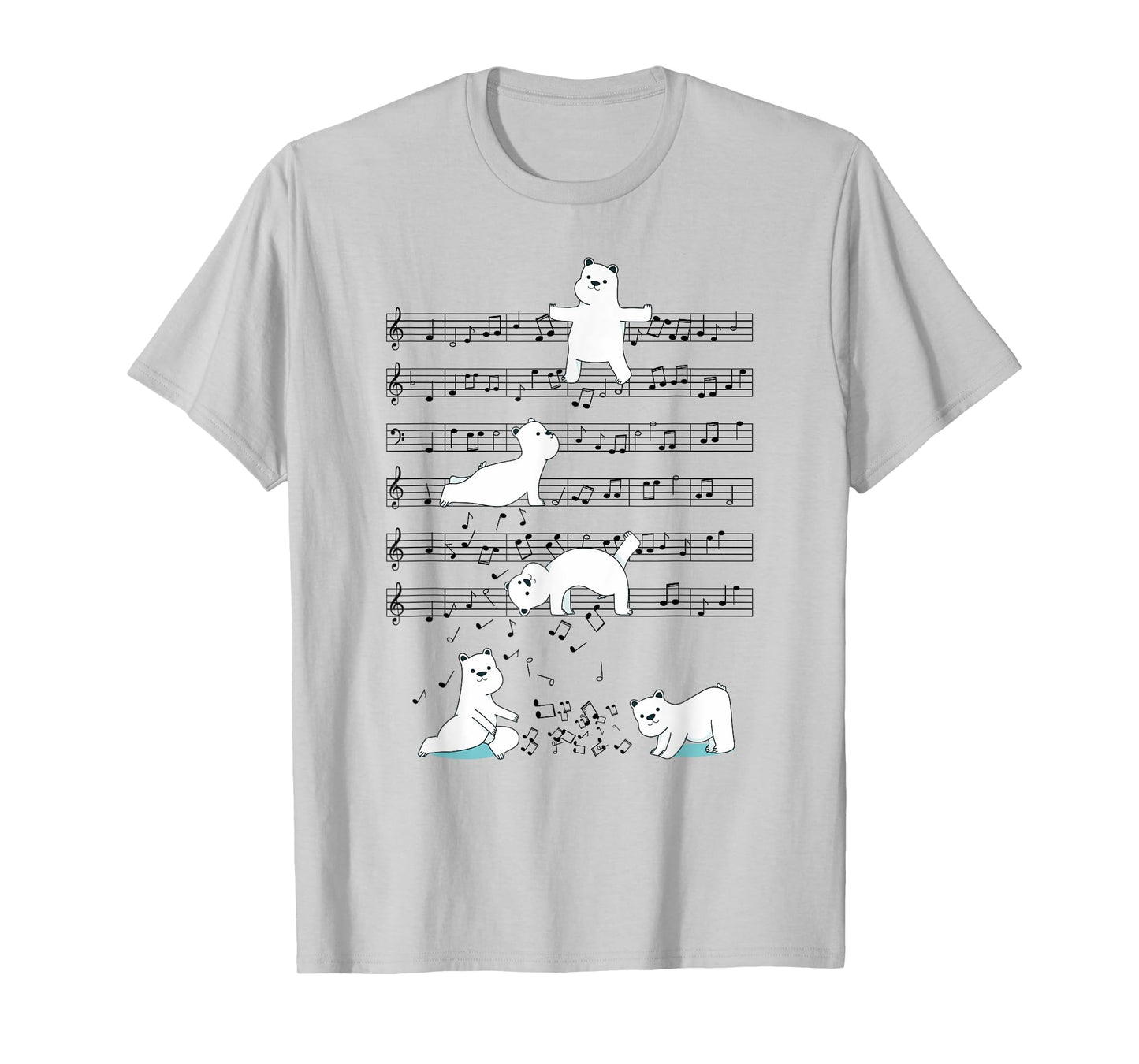 Funny Polar Bear music yoga Playing Music Note T-Shirt