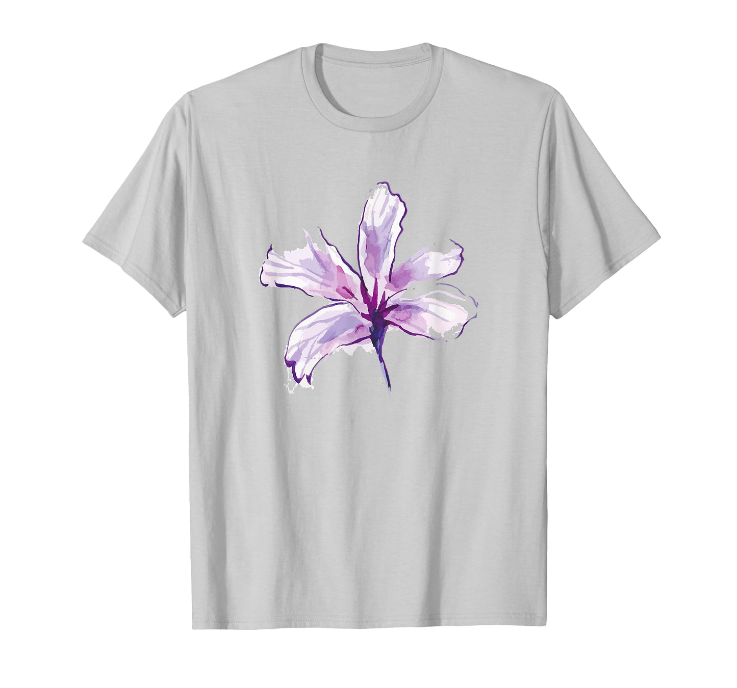 Purple White Watercolor Flower Art Paint Graphic Design Gift T-Shirt