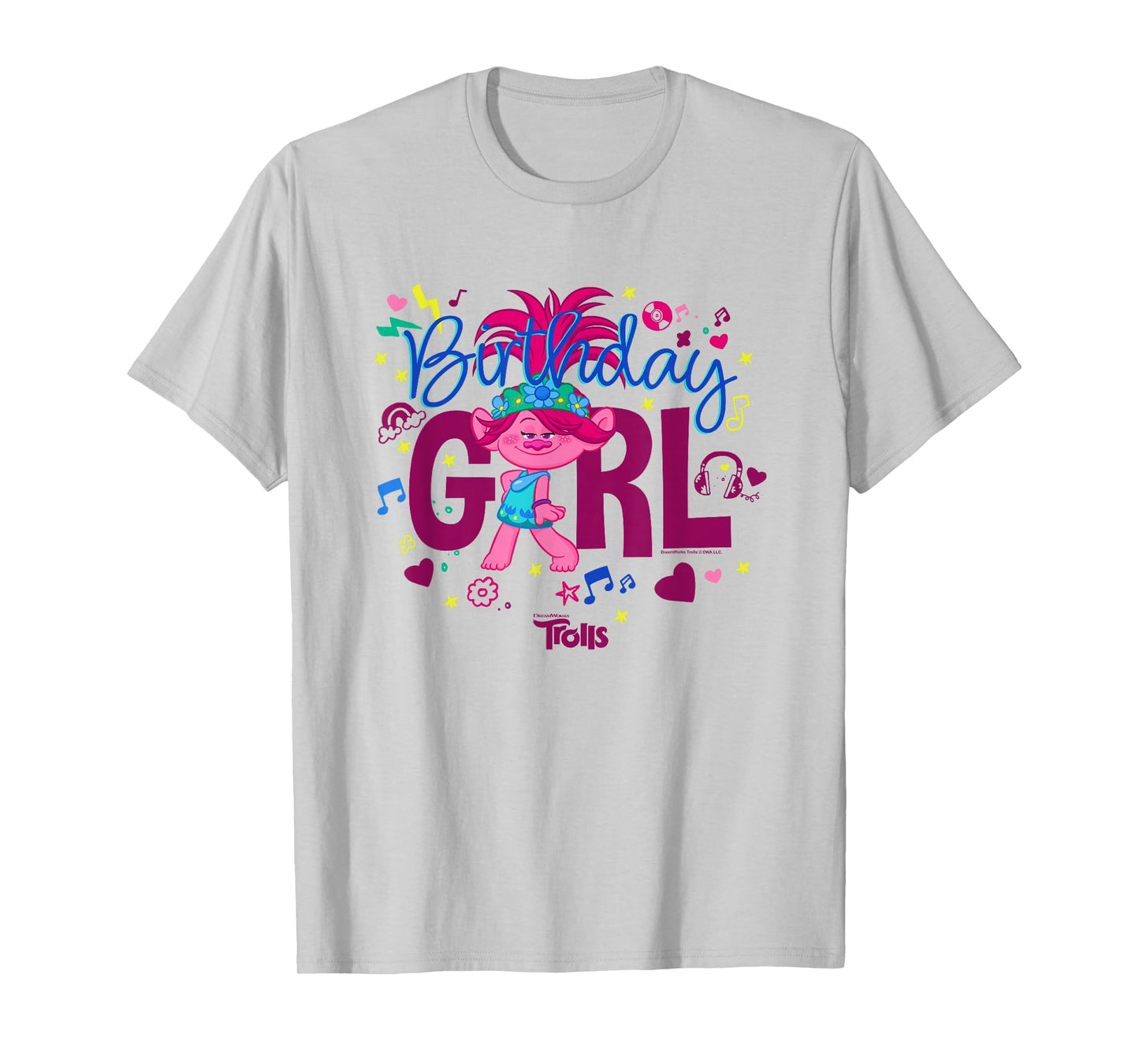 Trolls Cute Sassy Poppy Birthday Girl Big Chest Logo T-Shirt