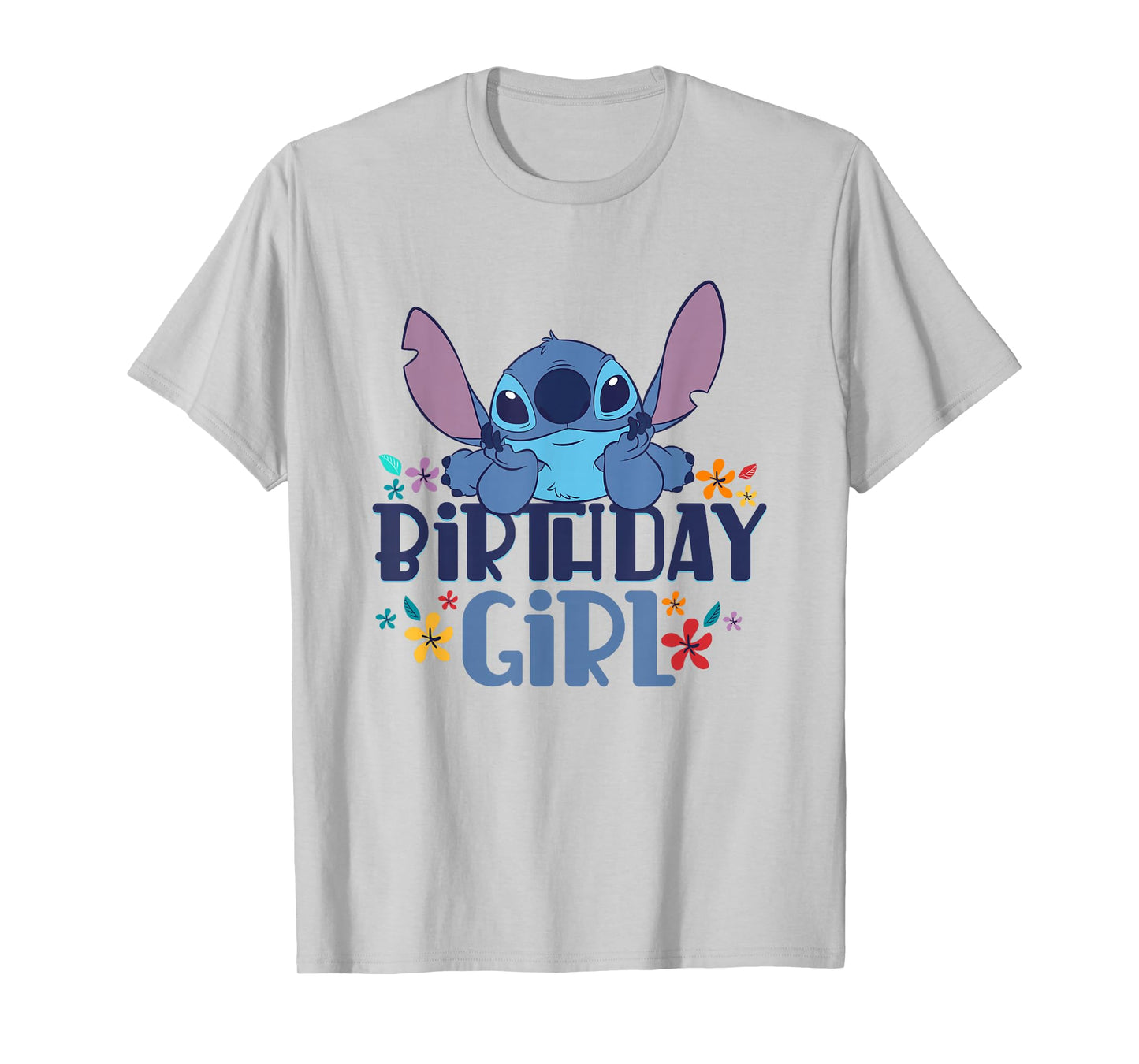 Disney Lilo & Stitch Birthday Girl Happy Stitch Floral Logo T-Shirt