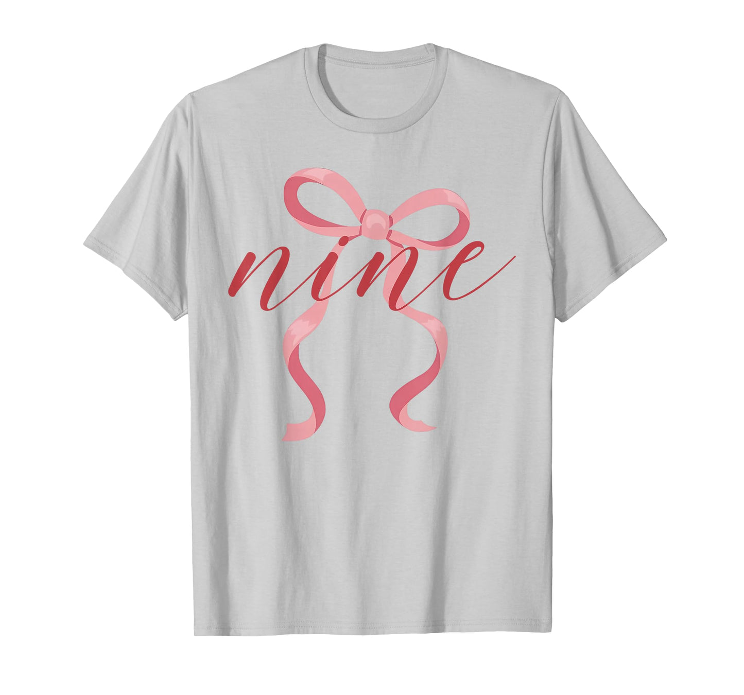 Pink Girl Coquette Bow 9 Year Old 9th Birthday Party T-Shirt