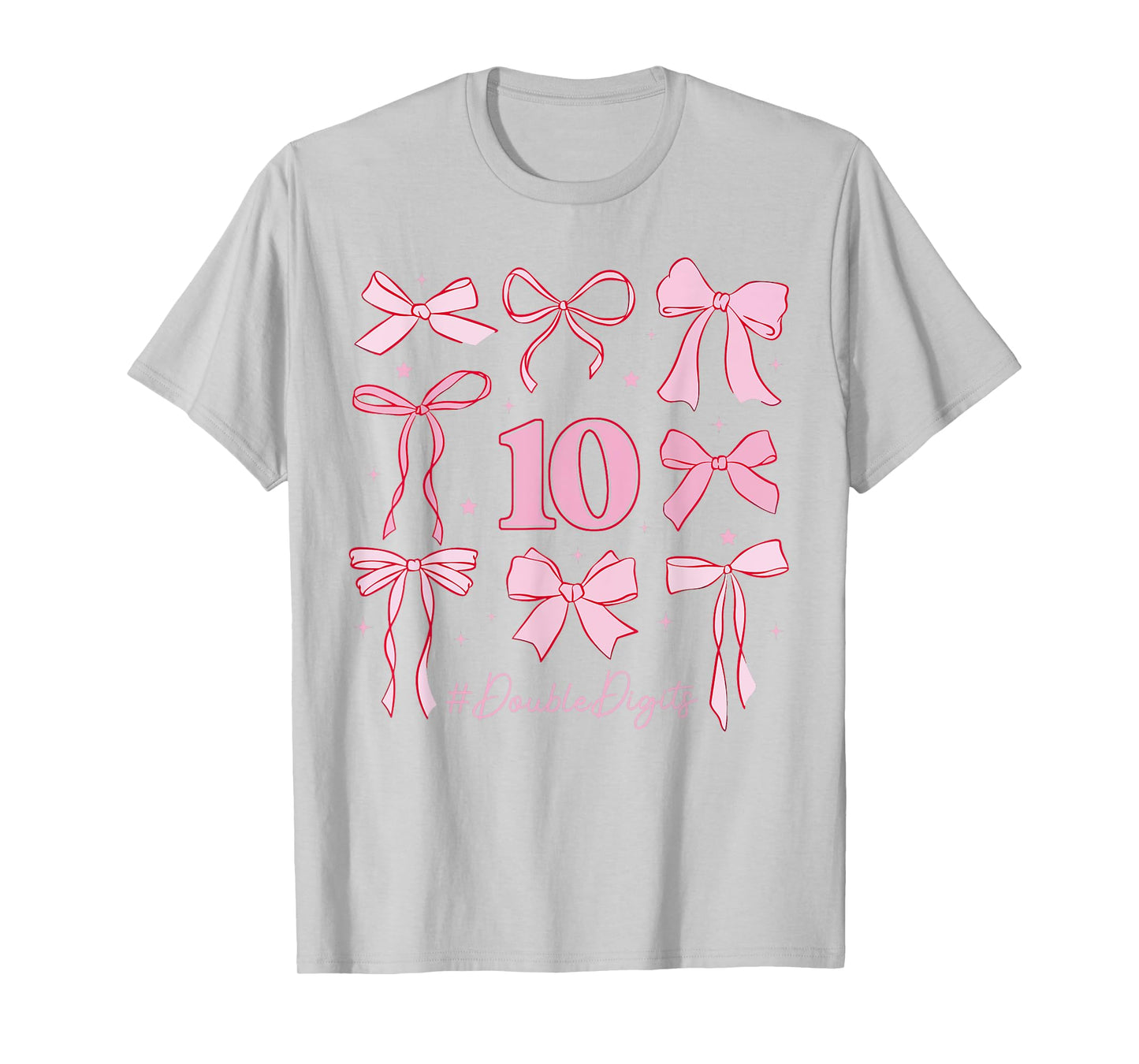 Cute Double Digits Birthday Girl 10th Birthday Coquette Bow T-Shirt