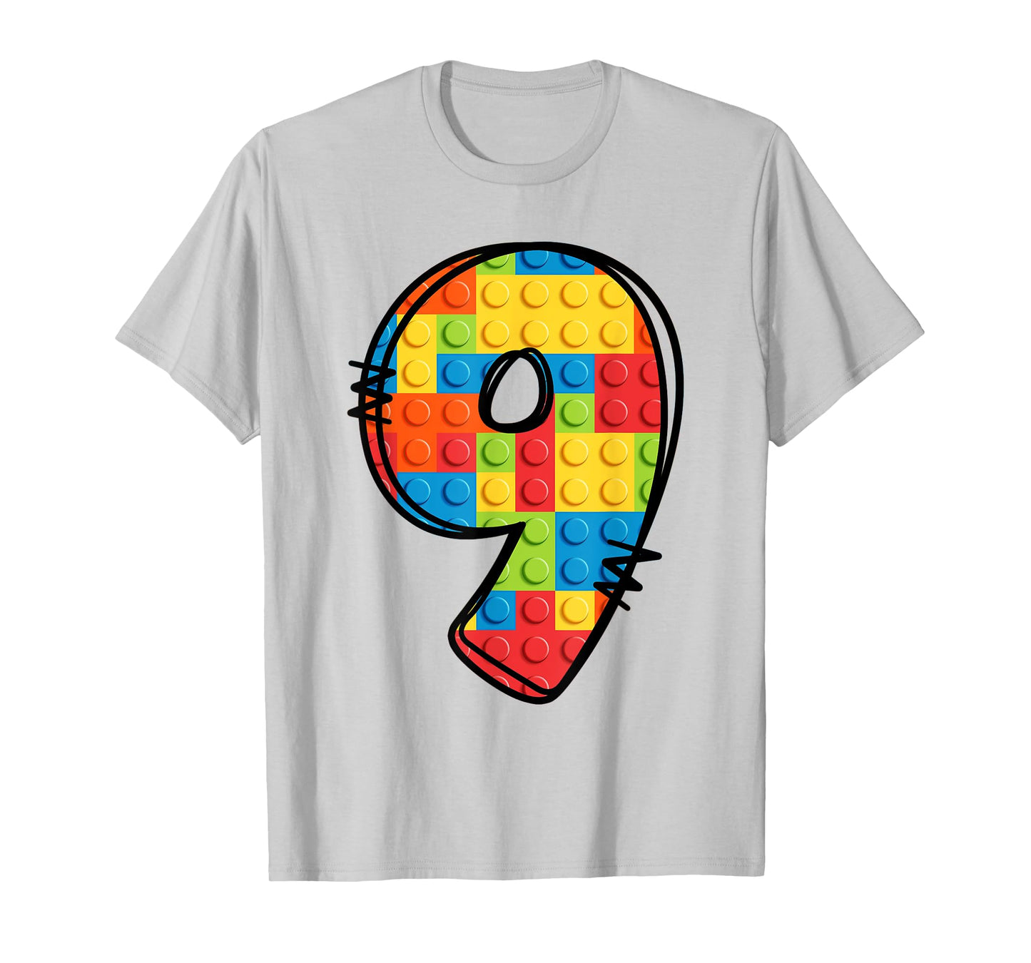 9 Year Old Blocks Building Master Builder 9th Birthday T-Shirt