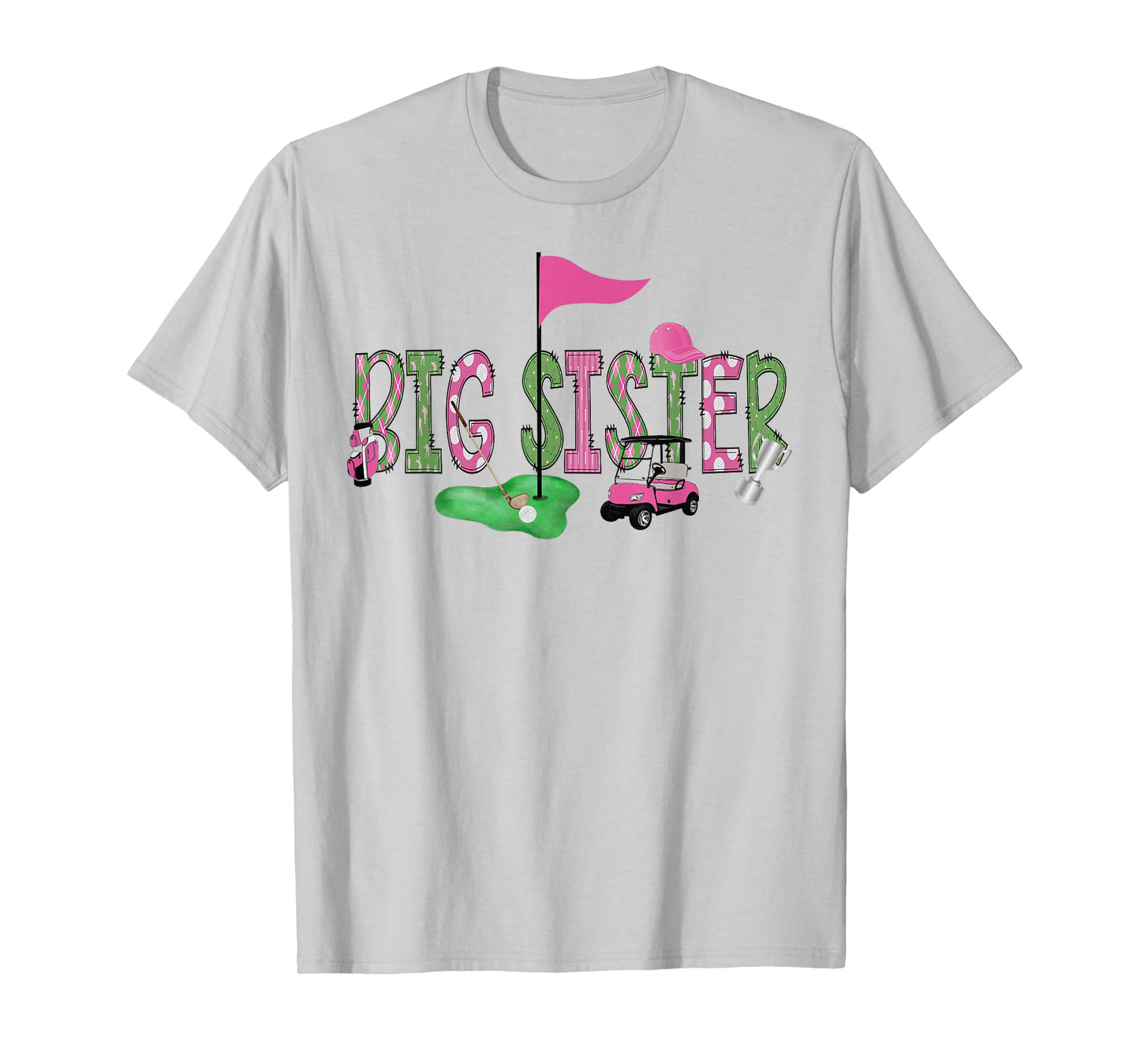 Golf Big Sister Pink Hole in One Golf 1St Birthday Girl T-Shirt