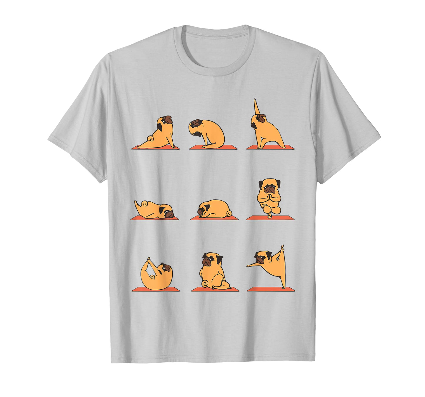 Pug Yoga Puppy Yoga Poses and Meditation Funny T-Shirt T-Shirt
