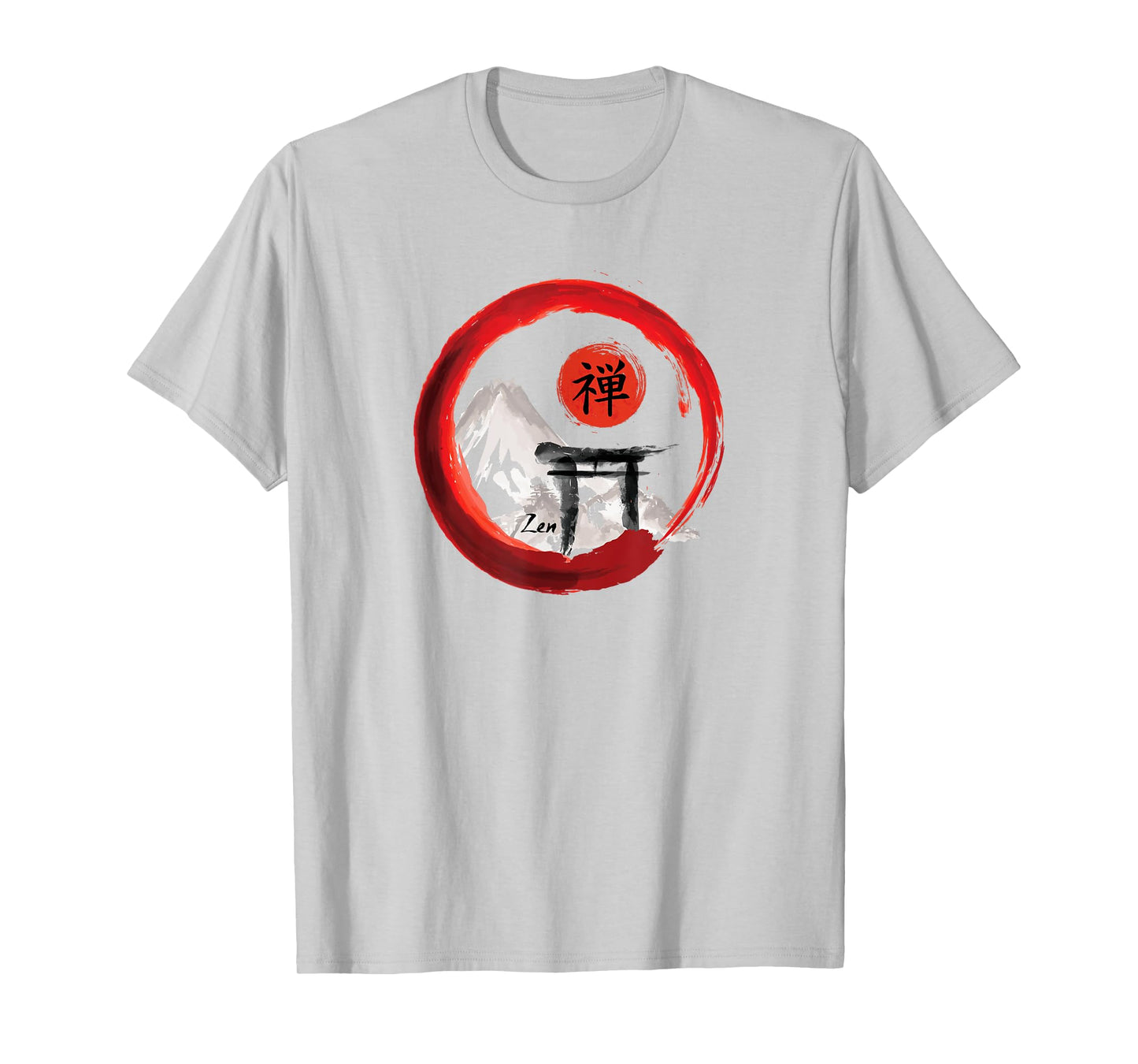 Mt. Fuji Sando Enso Circle Japanese Zen Lettering Yoga T-Shirt