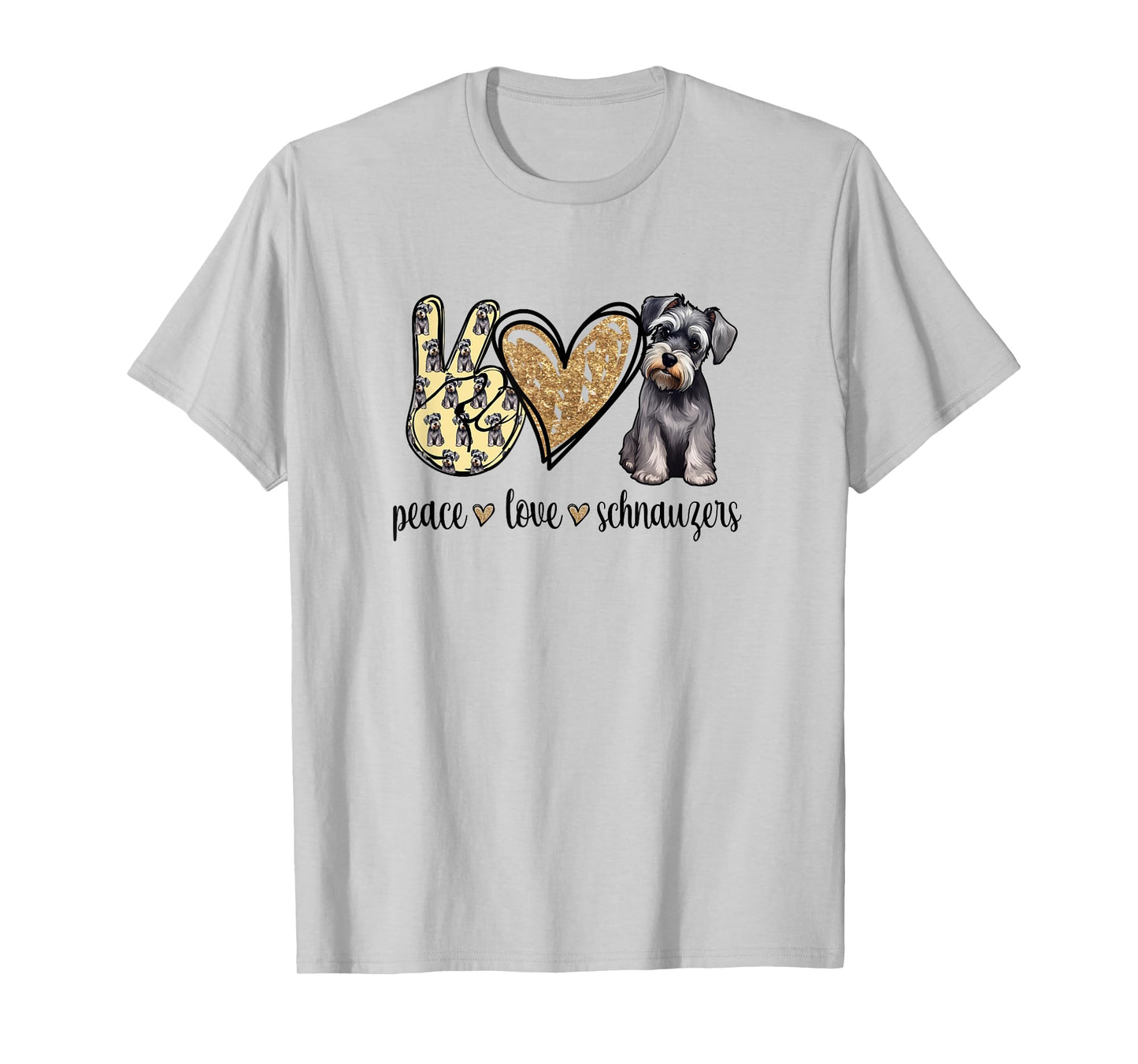 Funny Womens Peace Love Miniature Schnauzer Lover T-Shirt
