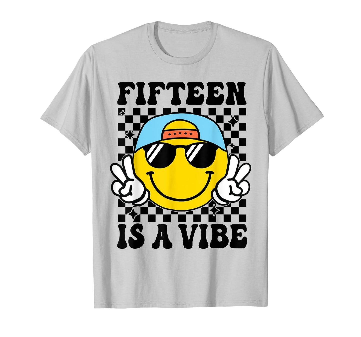 Fifteen is A Vibe 15th Birthday Groovy Boys 15 Years Old T-Shirt