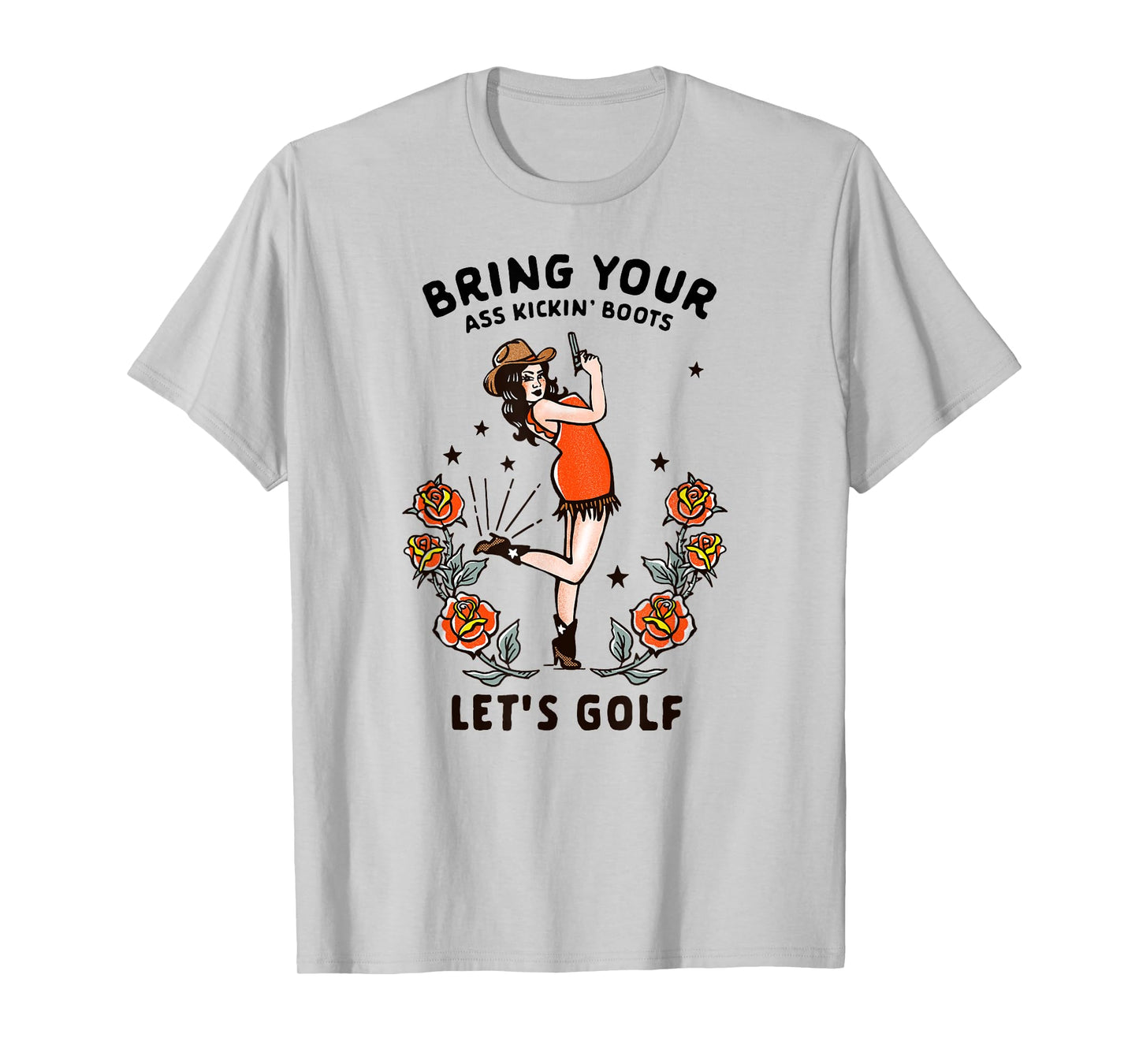 Women's Golf Graphic Tee Retro Cowgirl Pinup Golfing Gifts T-Shirt