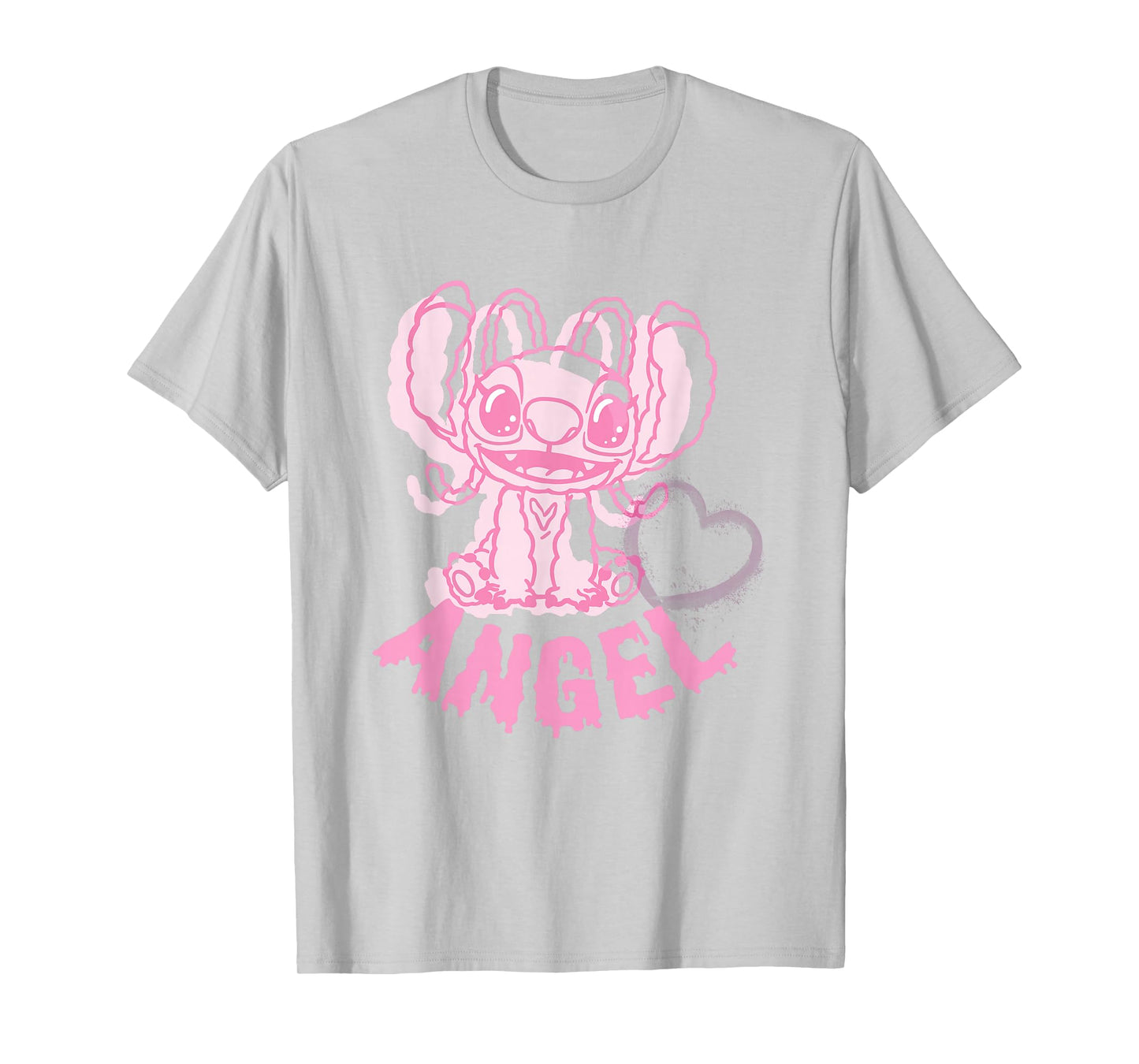 Disney Lilo & Stitch Cute Alien Pink Drip Angel T-Shirt
