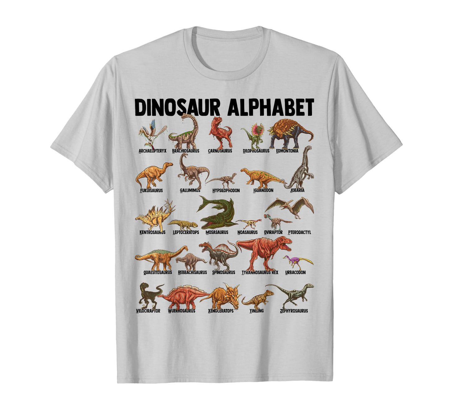 Dinosaur Alphabet - Dino Types Identification - A-Z ABC T-Shirt