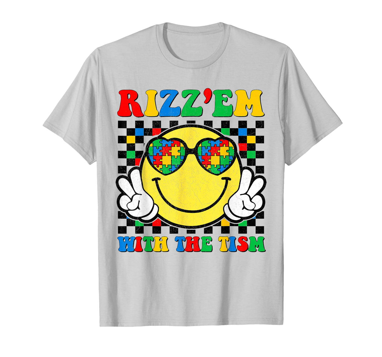 Rizz Em With The Tism Funny Autism Awareness Boys Girls Kids T-Shirt