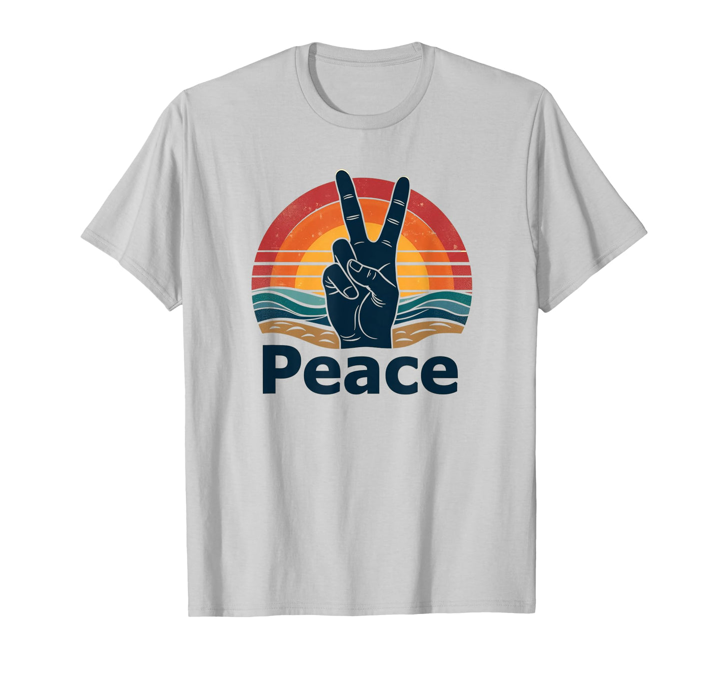 Retro Peace Sign Vintage 70s Hippie Sunrise Bohemian Peace T-Shirt
