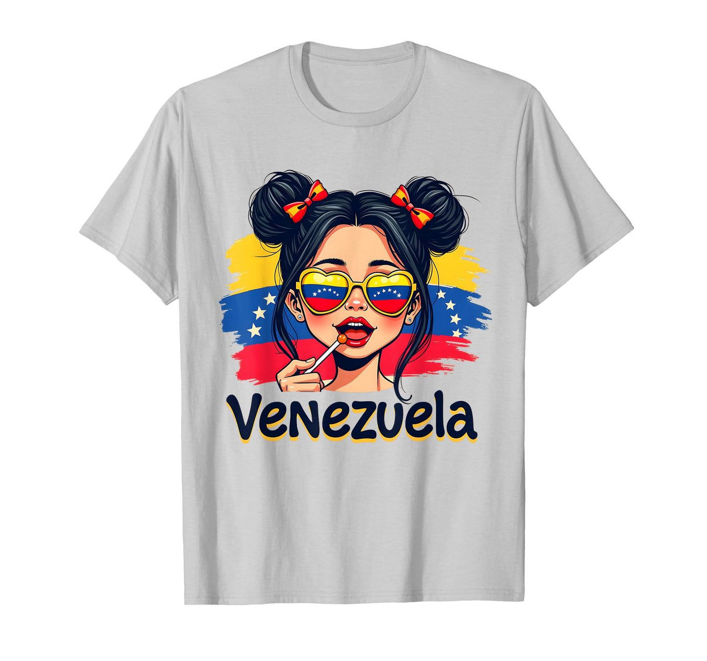 Messy Bun Girl Venezuela Pride Latina Venezuelan Women Girls T-Shirt