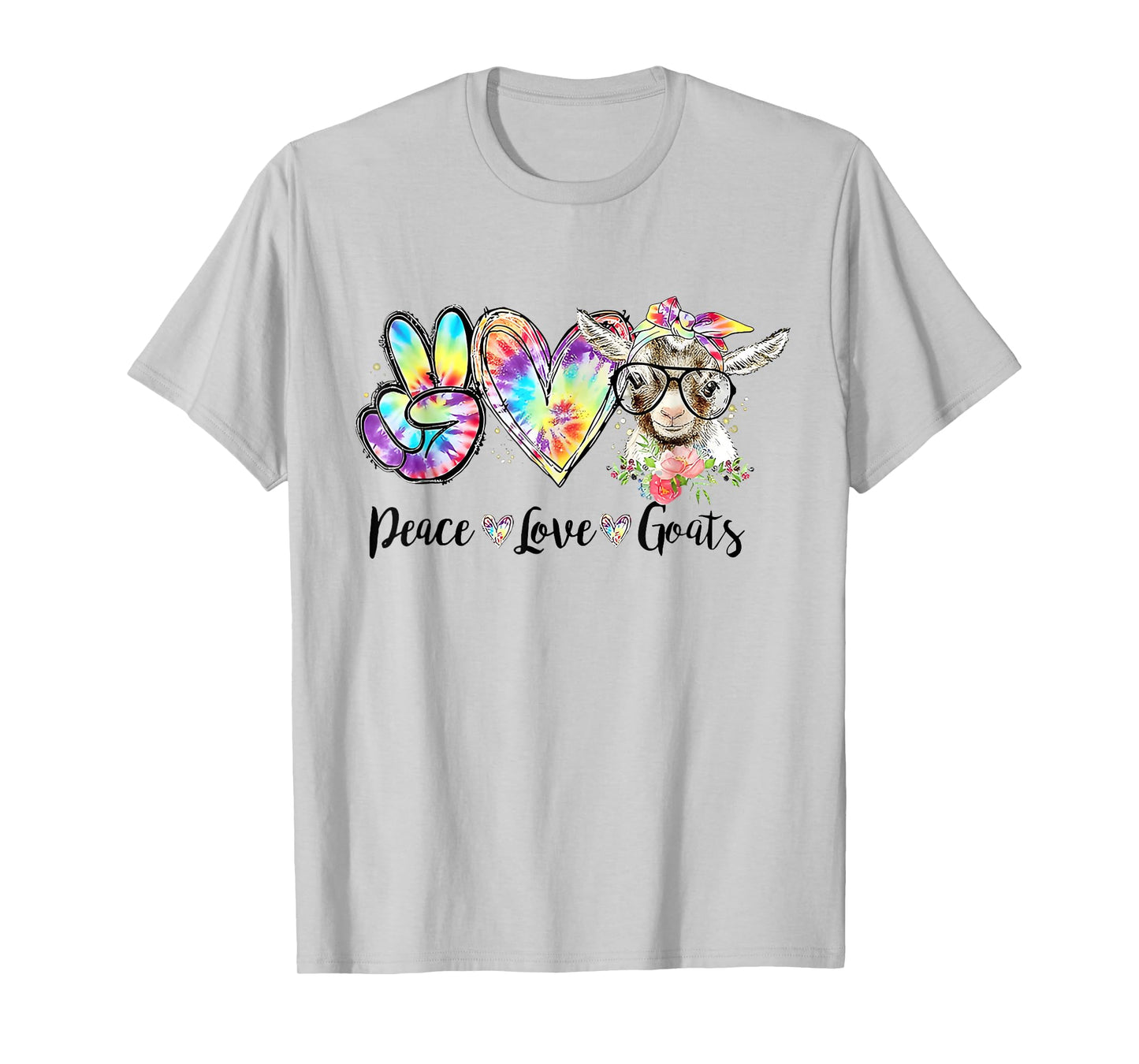 Tie Dye Peace Love Goats Farm Girl Goat Lover Funny T-Shirt