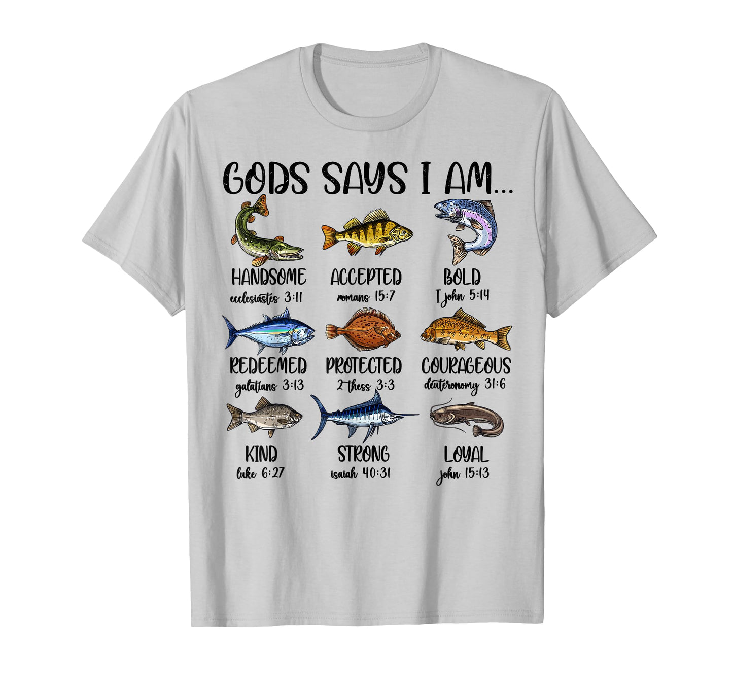Boys God Says I Am Bass Fishing Christian Boy Fishing Jesus T-Shirt