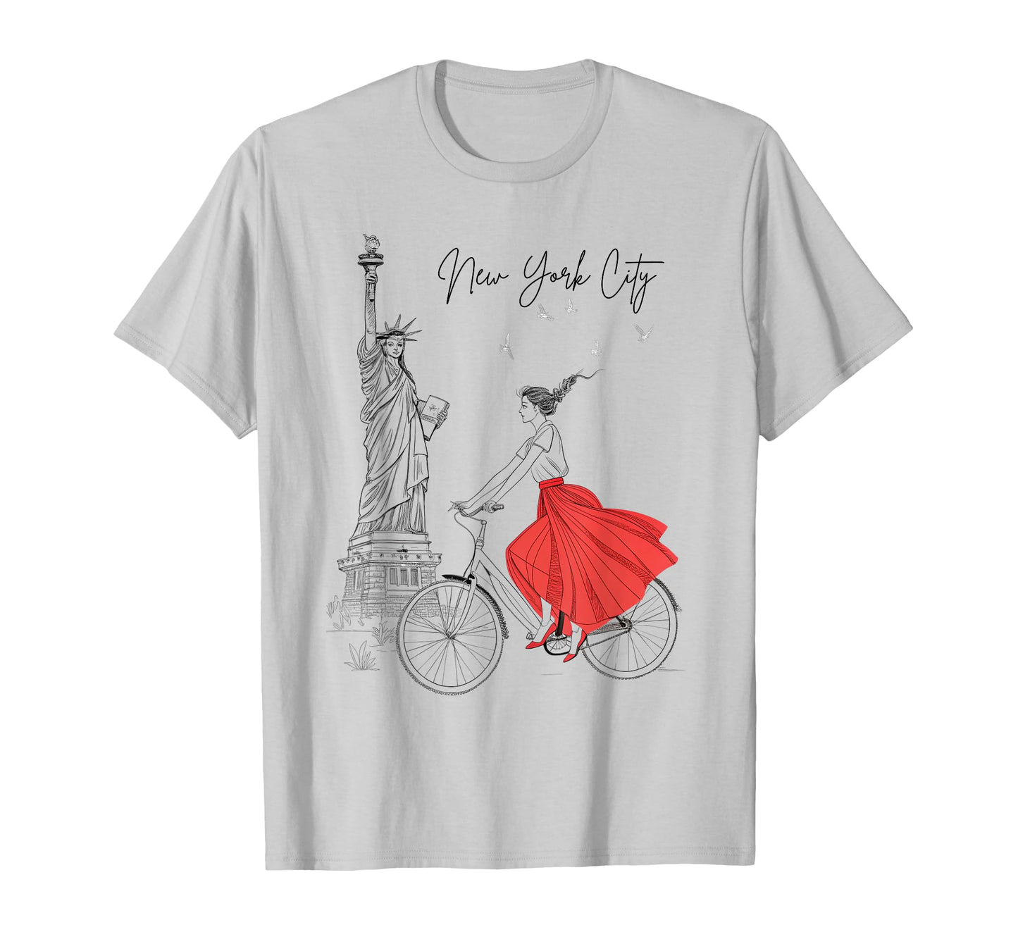 Statue of Liberty Cyclist Art NYC New York City Women's T-Shirt