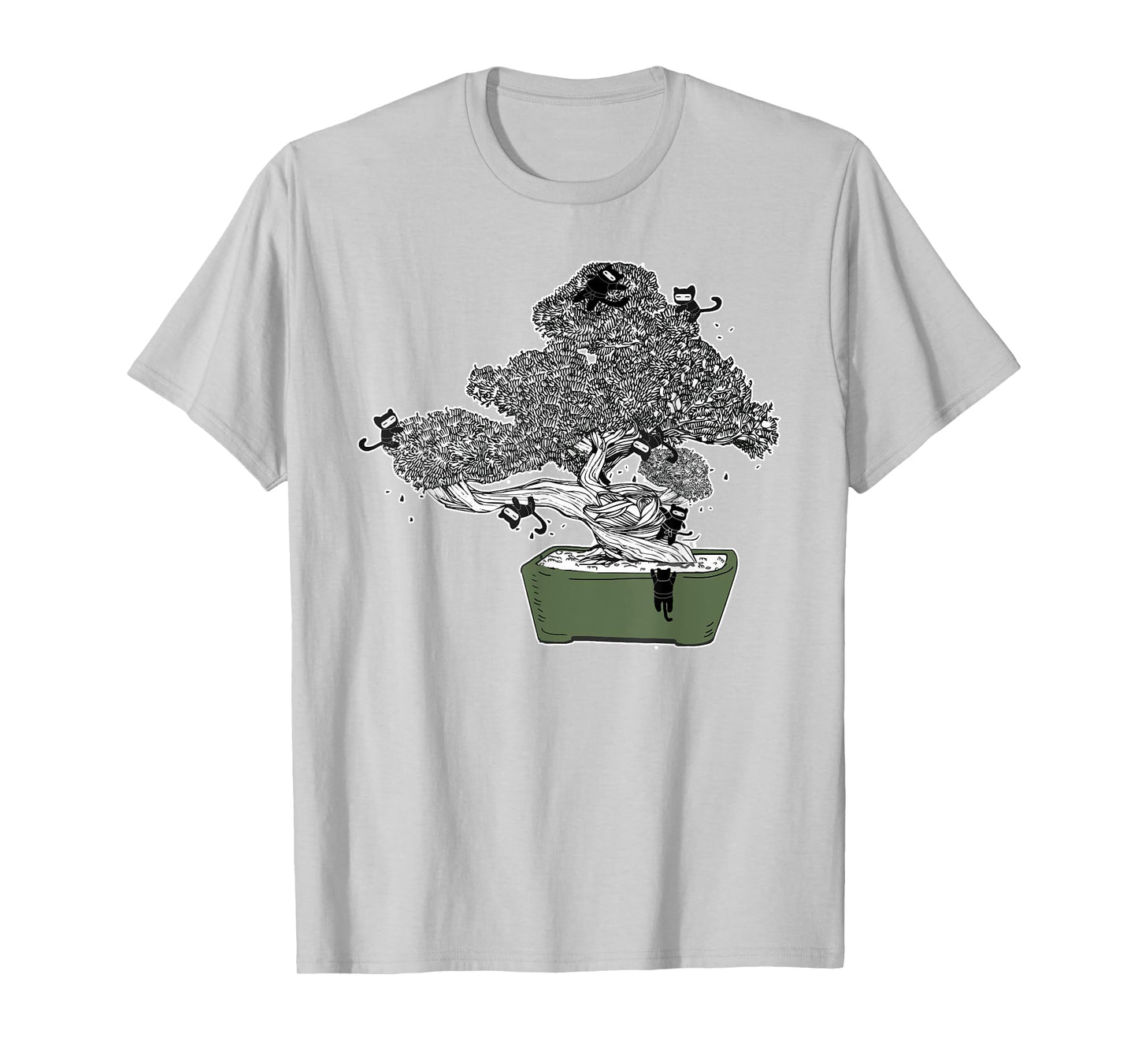 Ninja Kitty Cats Bonsai Tree Japanese Buddhist Zen Shirt T-Shirt