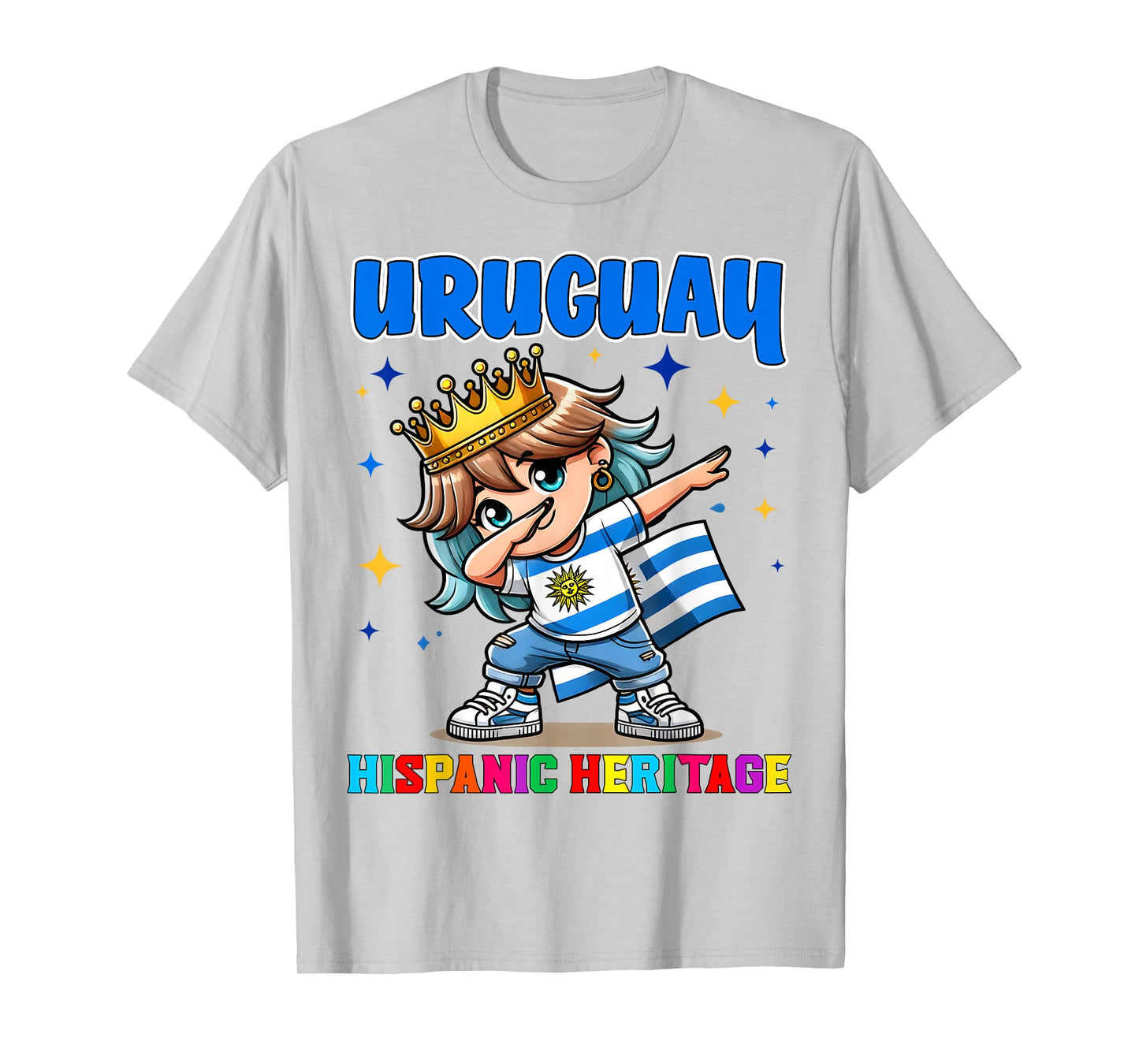 Uruguay Dabbing Girl Hispanic Heritage Celebration for Kids T-Shirt