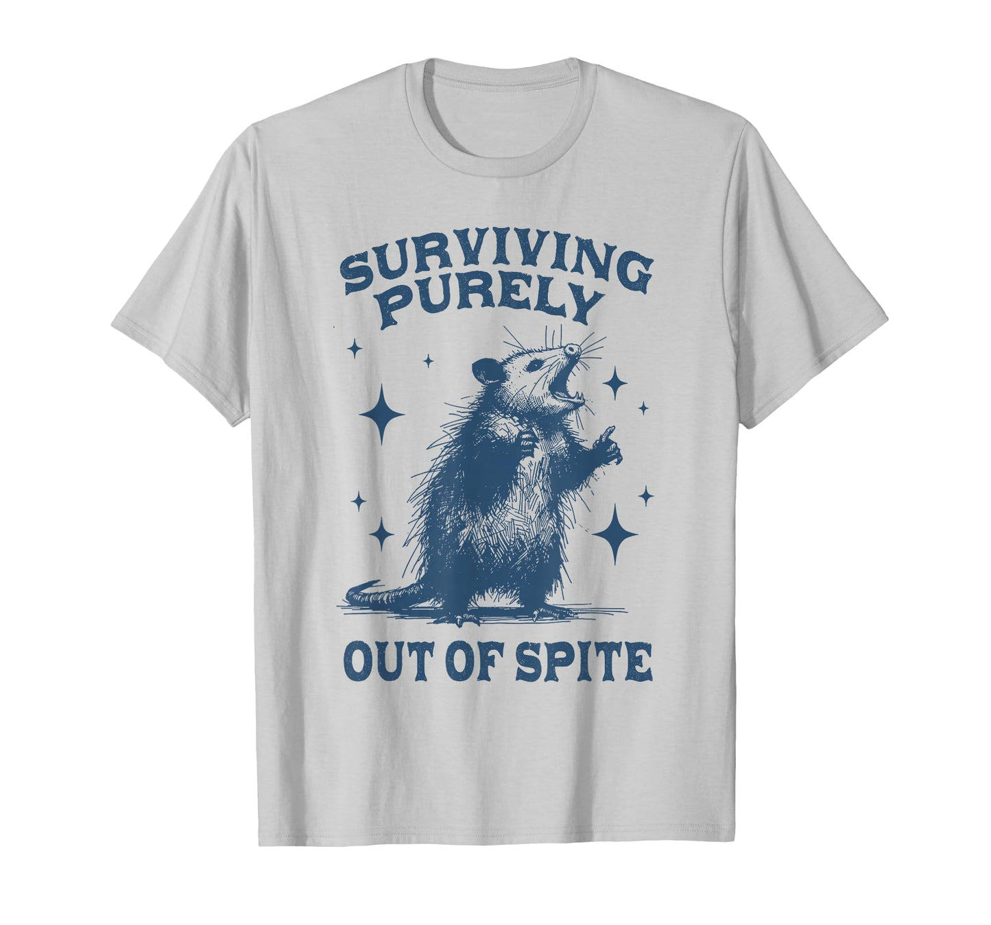 Surviving Purely Out of Spite Womens Retro Opossum Meme T-Shirt
