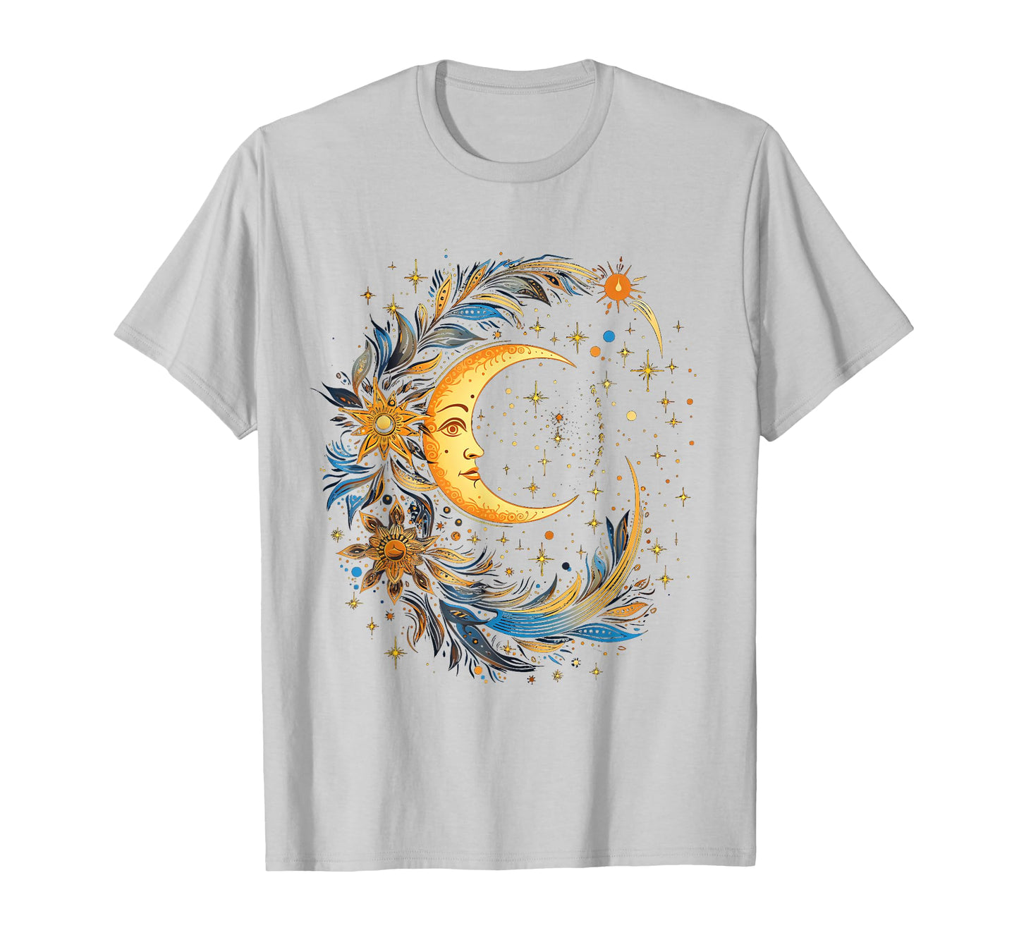 mystic sun and moon woman mystical flowers aesthetic T-Shirt