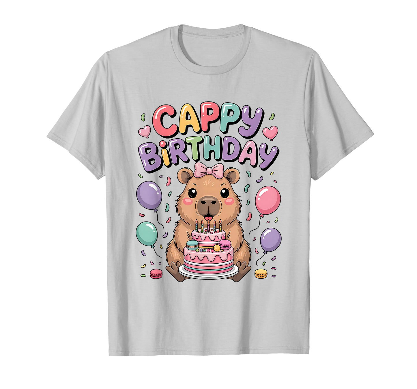 Capybara Birthday Girl Capybara Animal Lovers Bow Party T-Shirt