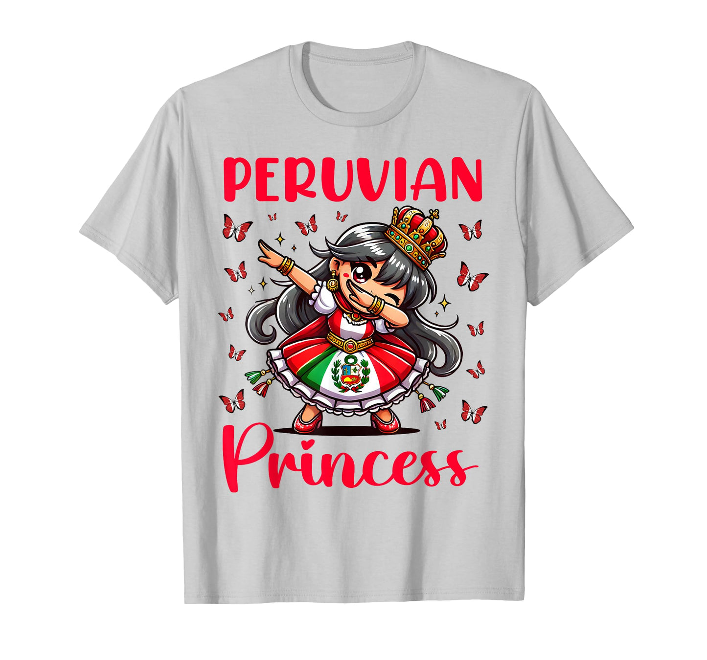 Peruvian Princess Dab Girl Flag Dress Cultural Girls Kids T-Shirt