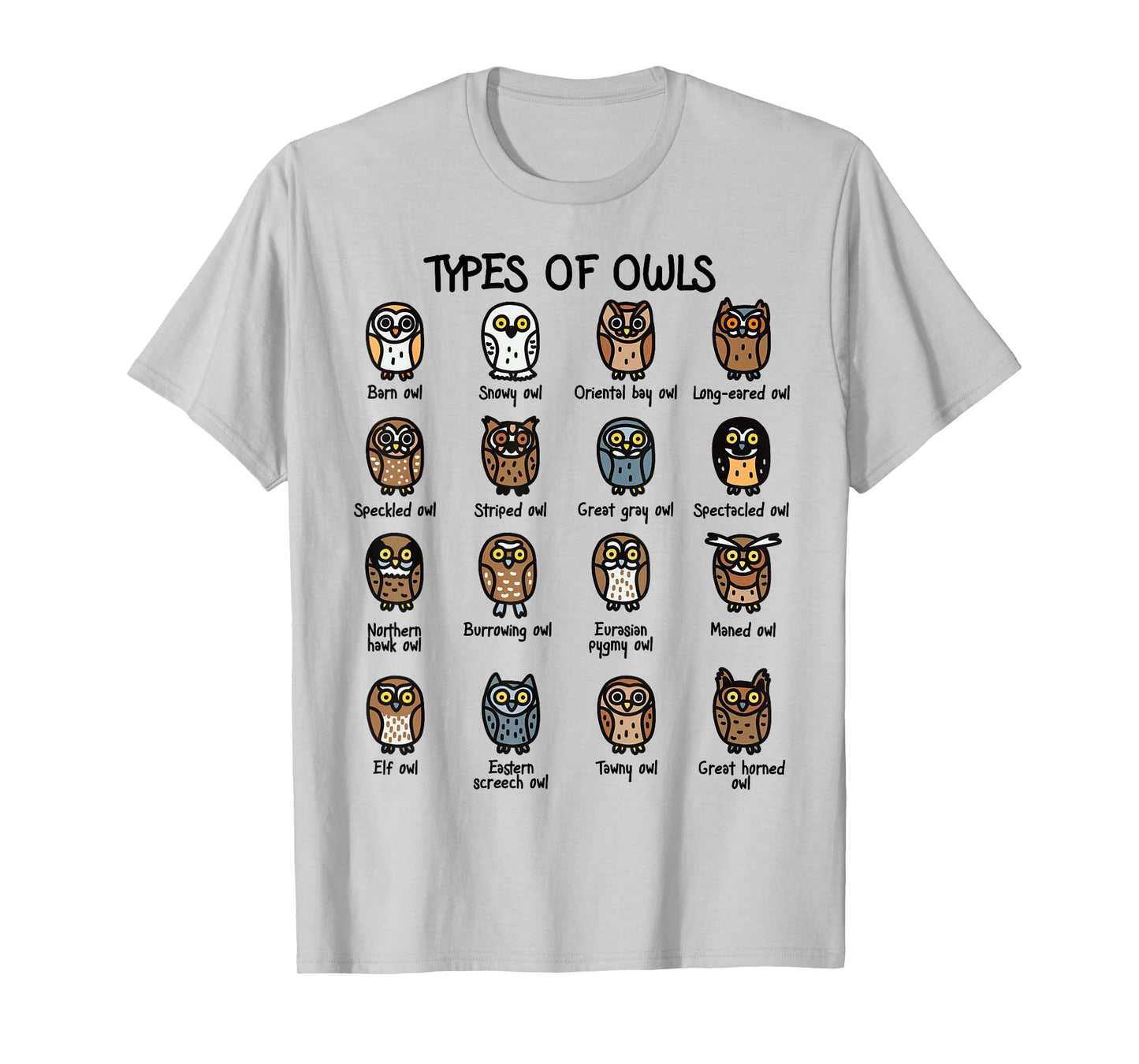Types of Owls Collection For Cute Owl Lover T-Shirt