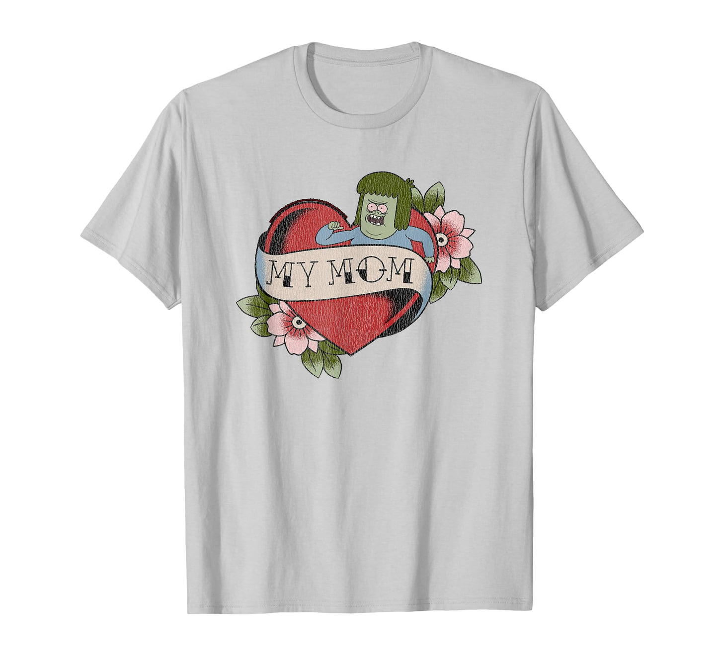 Regular Show Muscle Man My Mom Heart Tattoo Funny Cartoon T-Shirt