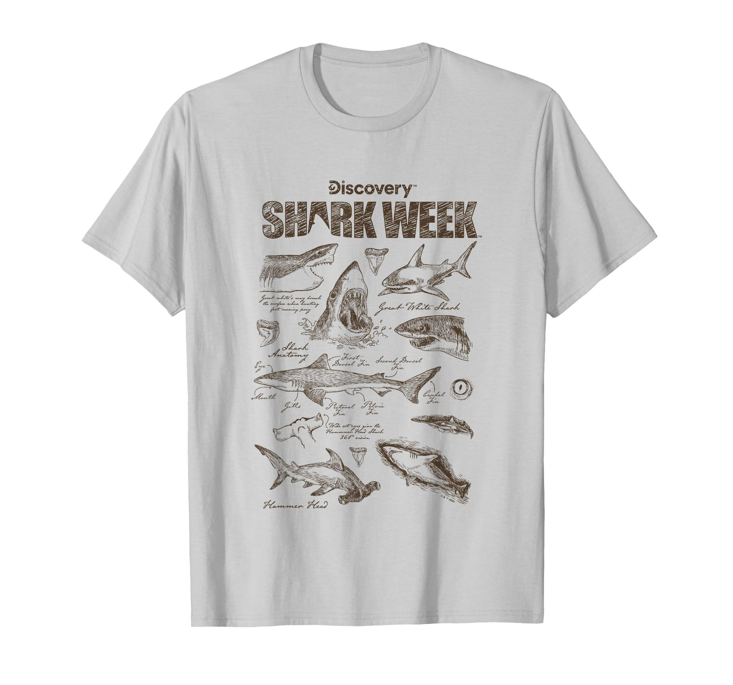 Shark Week Infographic Sharks Textbook Jumble T-Shirt