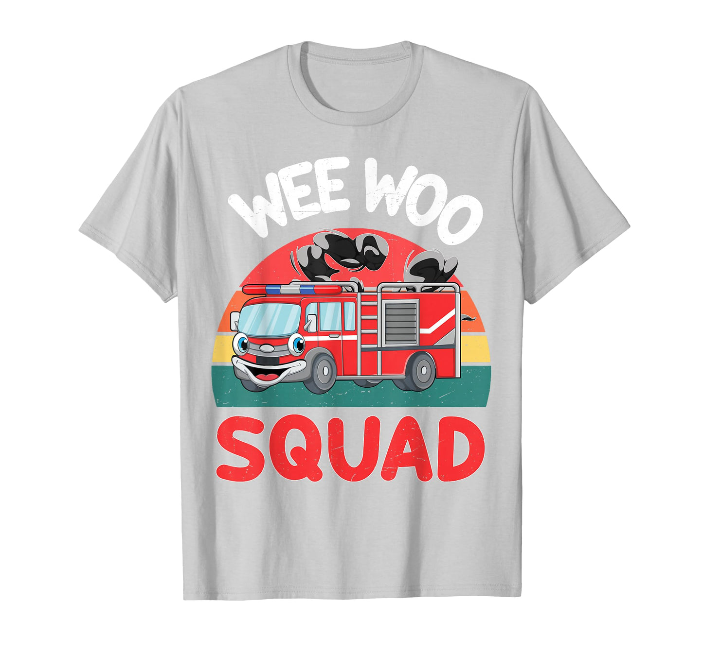 Toddler Wee Woo Squad Funny Firefighter Fireman Fire Truck T-Shirt