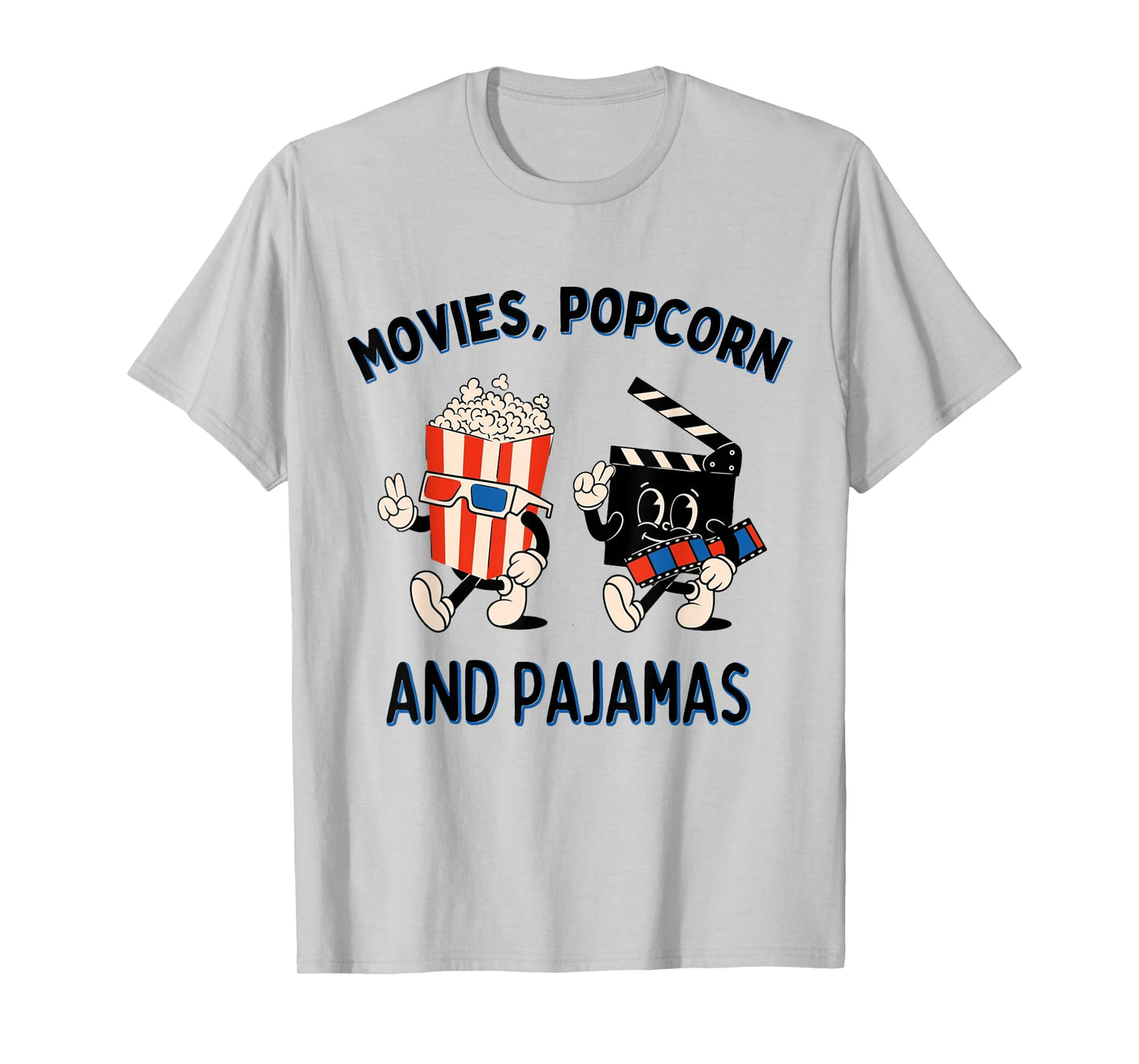 Movies Popcorn And Pajamas Popcorn Movie Night T-Shirt